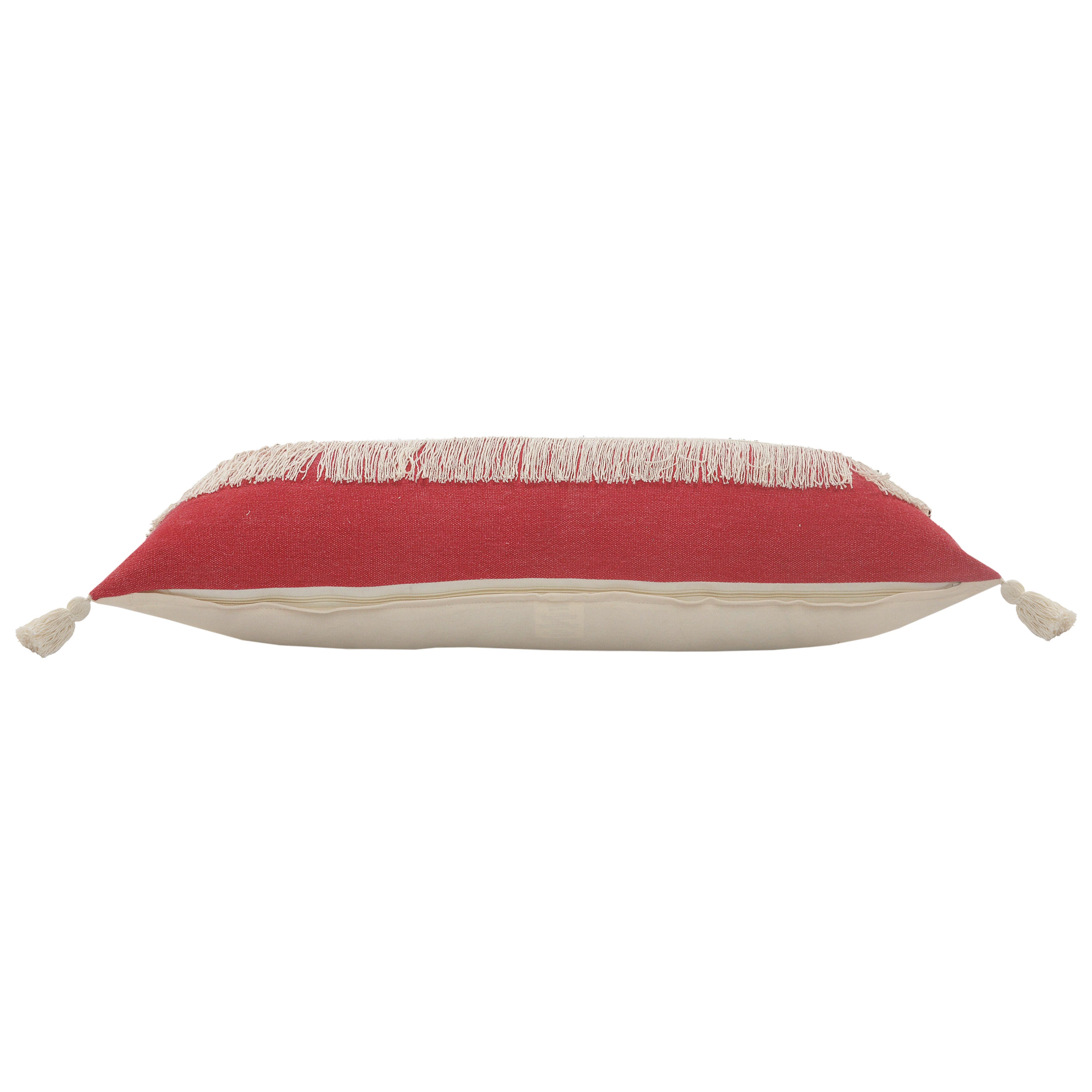 Suvii Home Clara Lumbar Decorative Throw Pillow, Raspberry/Off-White, large