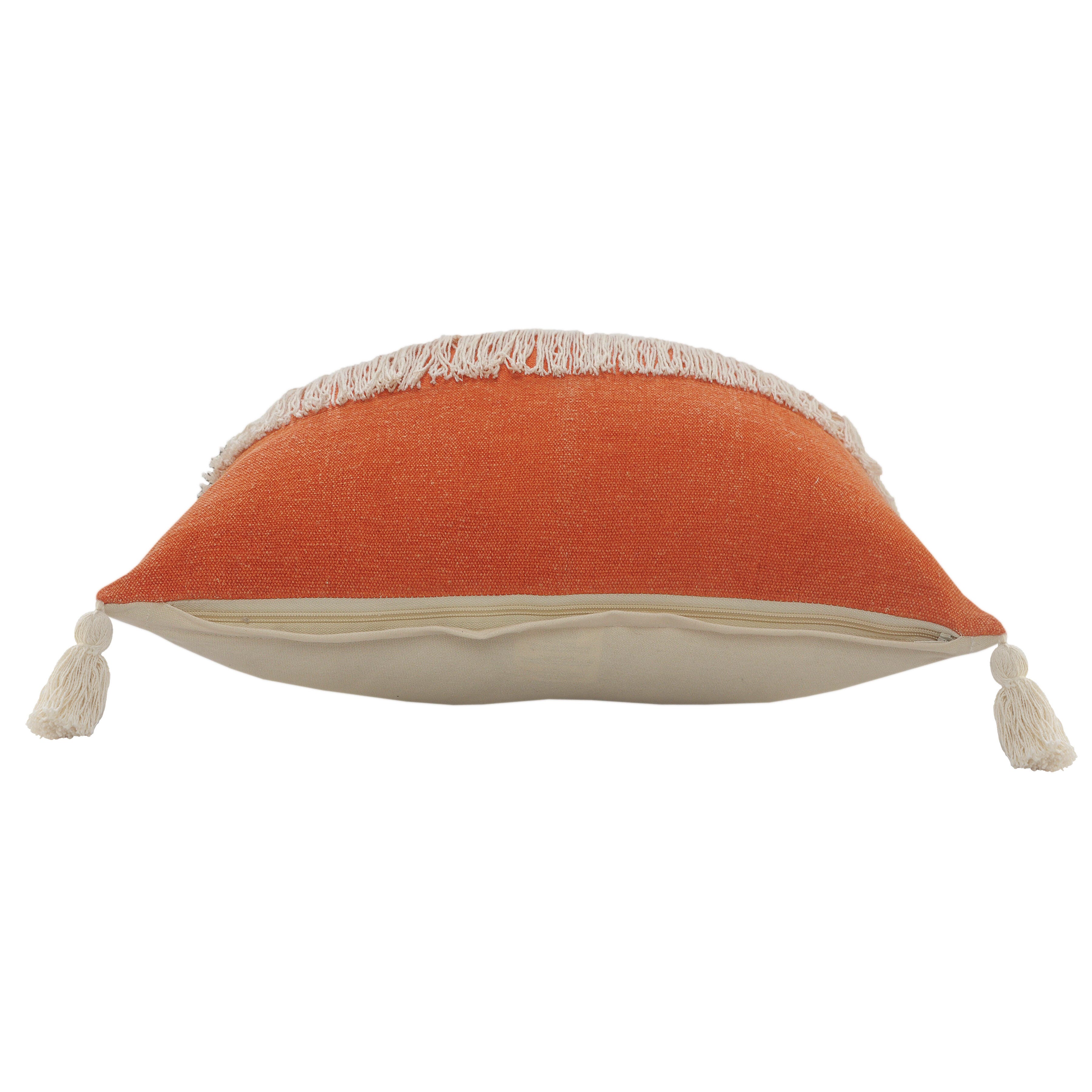 Suvii Home Clara Decorative Throw Pillow, Pumpkin Orange/Off-White, large