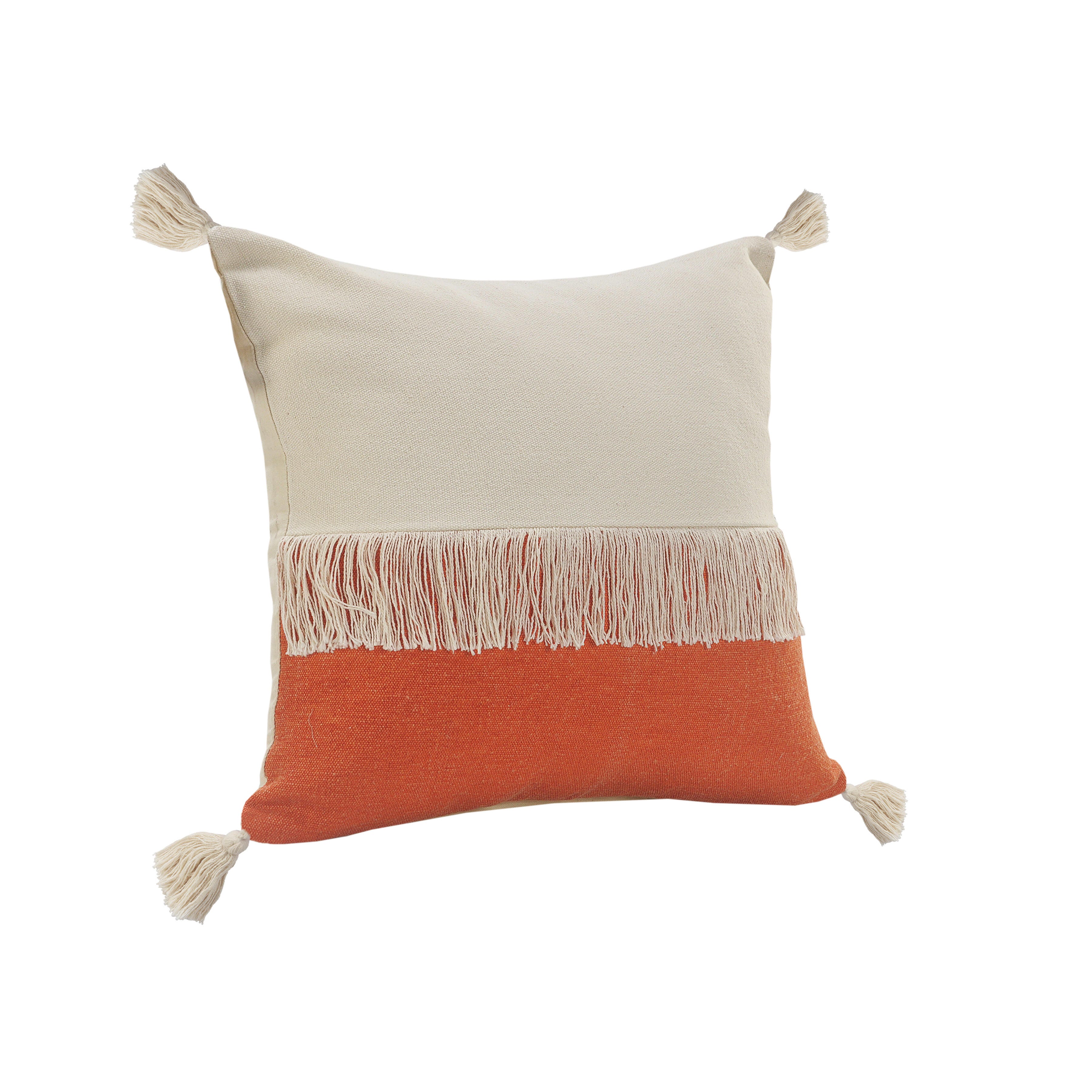 Suvii Home Clara Decorative Throw Pillow, Pumpkin Orange/Off-White, large