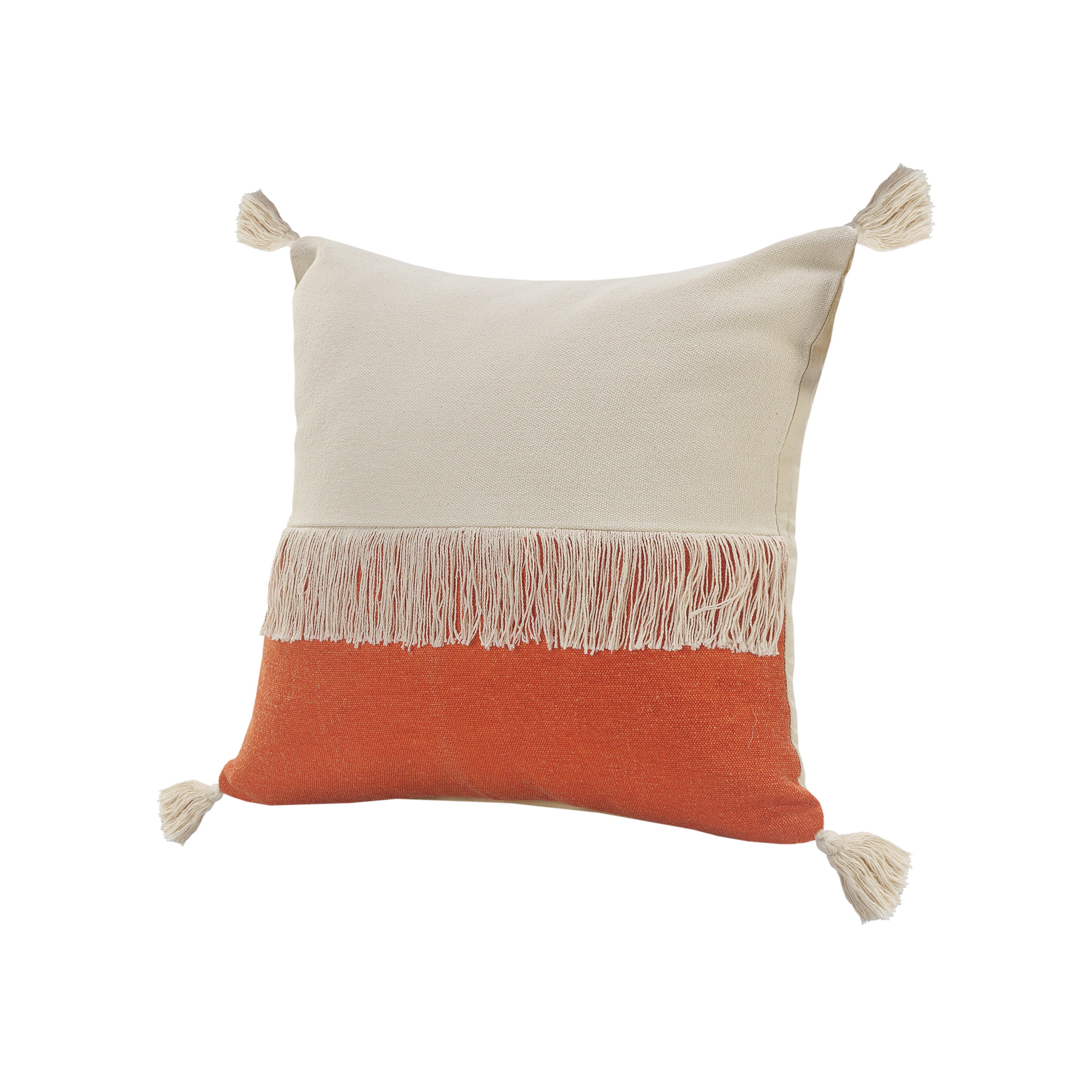 Suvii Home Clara Decorative Throw Pillow, Pumpkin Orange/Off-White, large