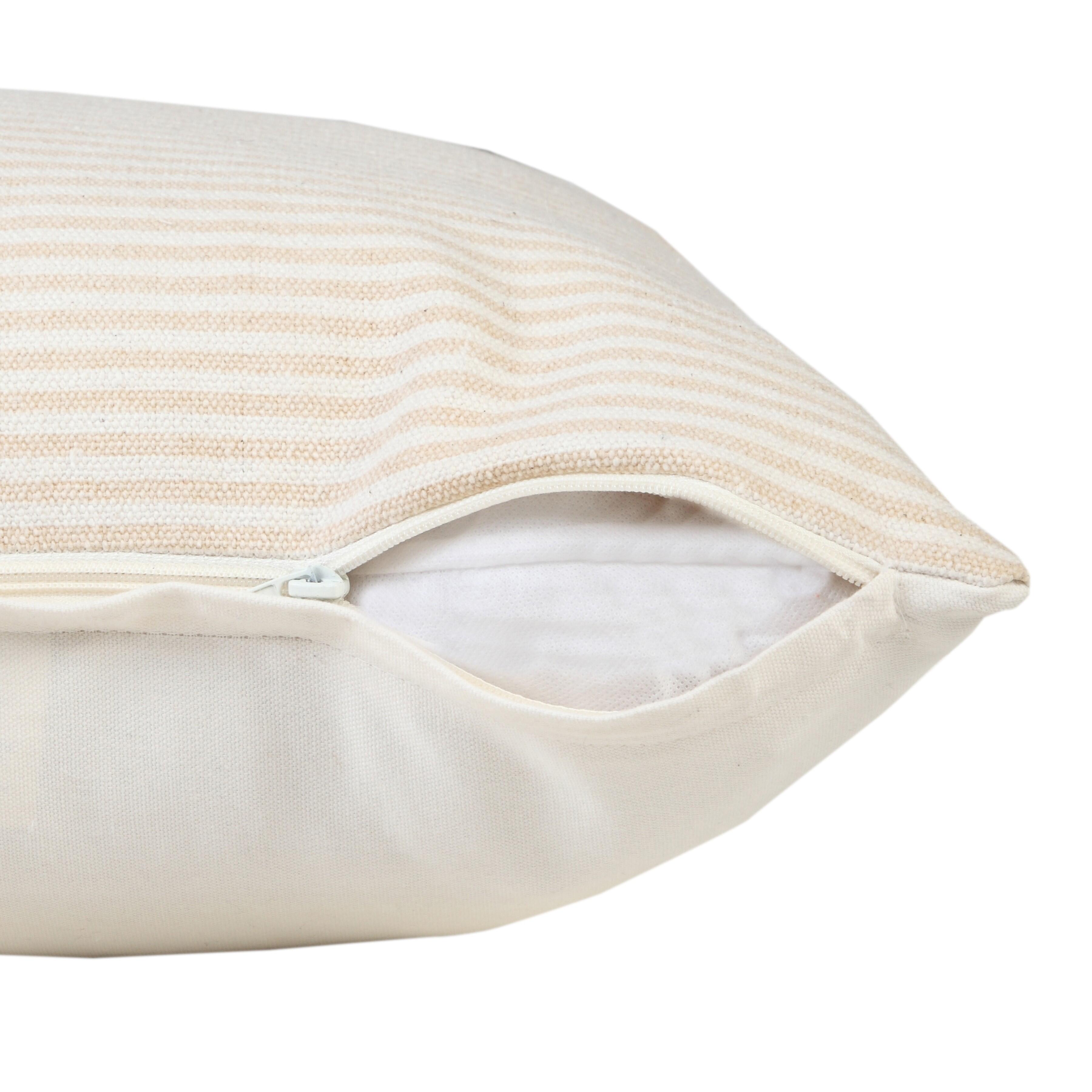 Suvii Home Gabriella Striped Decorative Throw Pillow, Beige/White, large