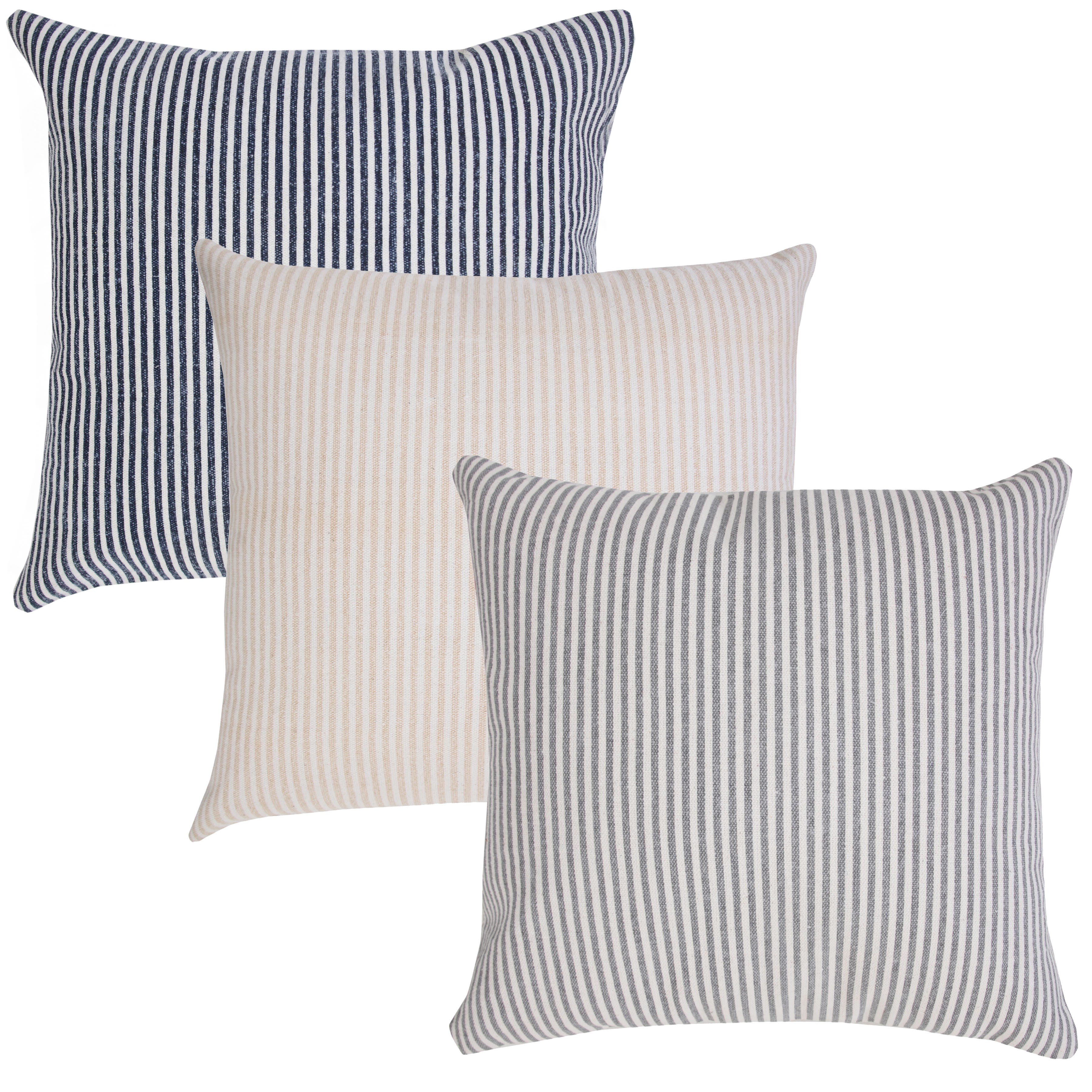 Suvii Home Gabriella Striped Decorative Throw Pillow, Beige/White, large