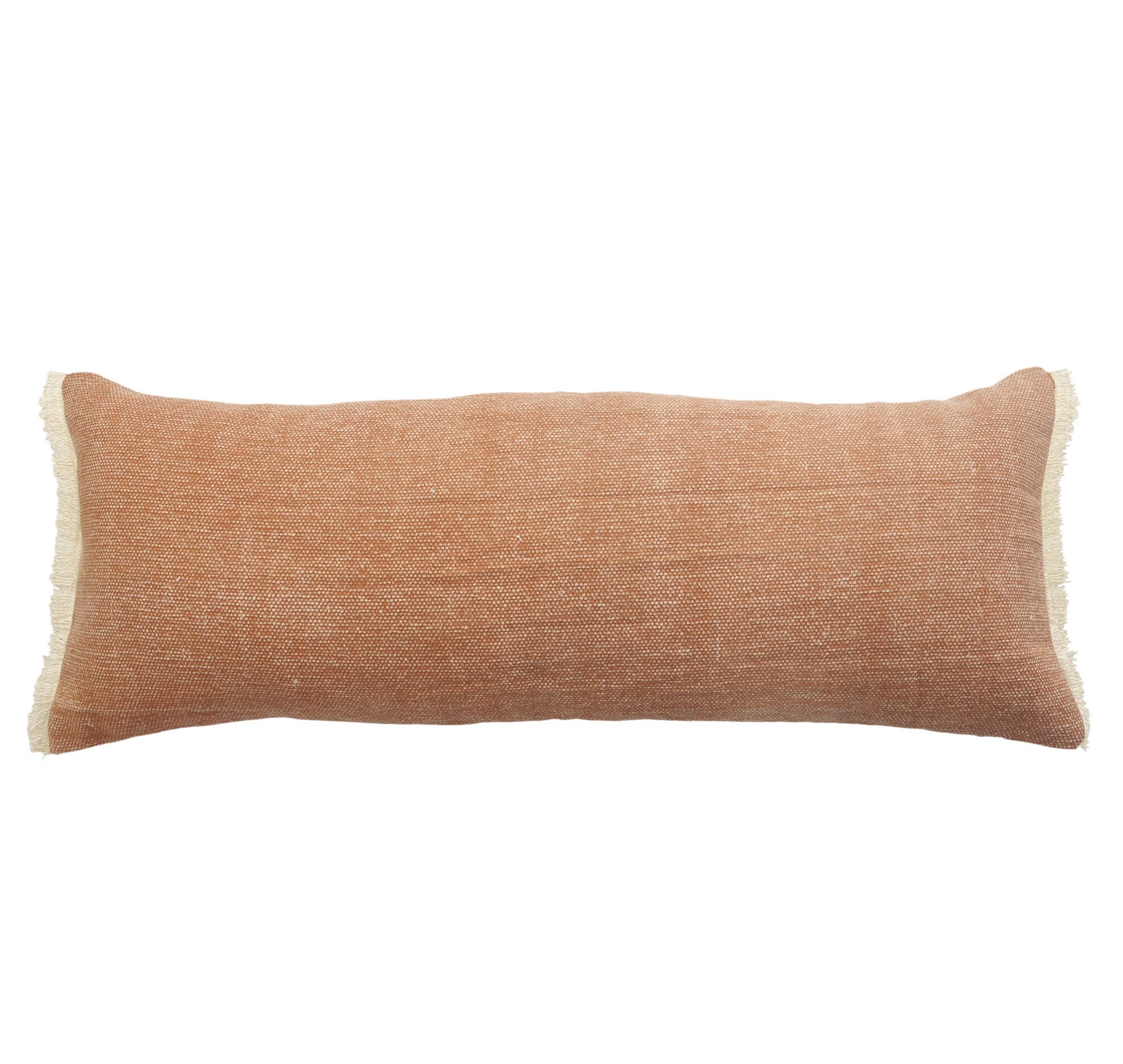 Suvii Home Athena Lumbar Fringed Decorative Throw Pillow, Caramel, large