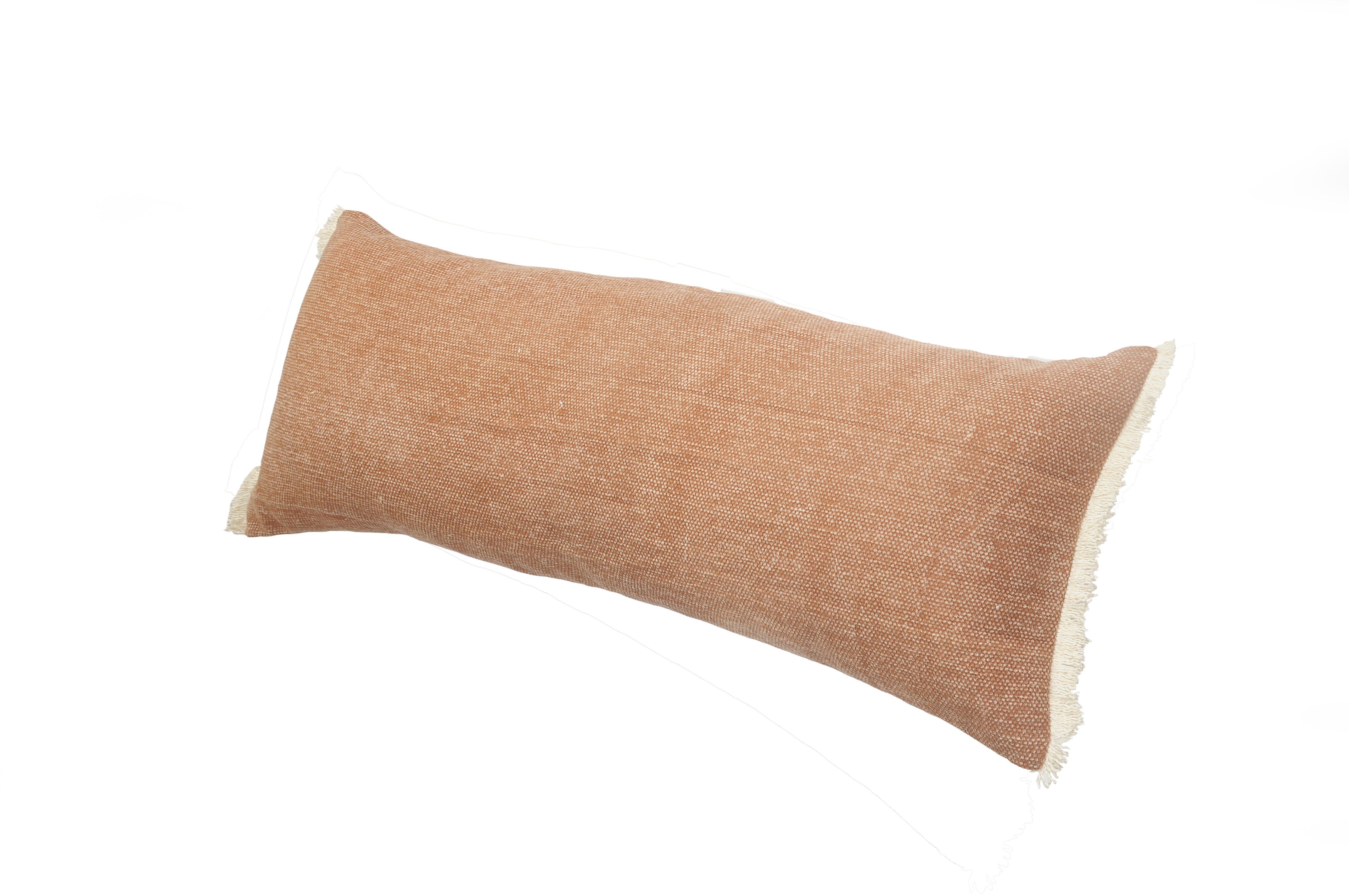 Suvii Home Athena Lumbar Fringed Decorative Throw Pillow, Caramel, large