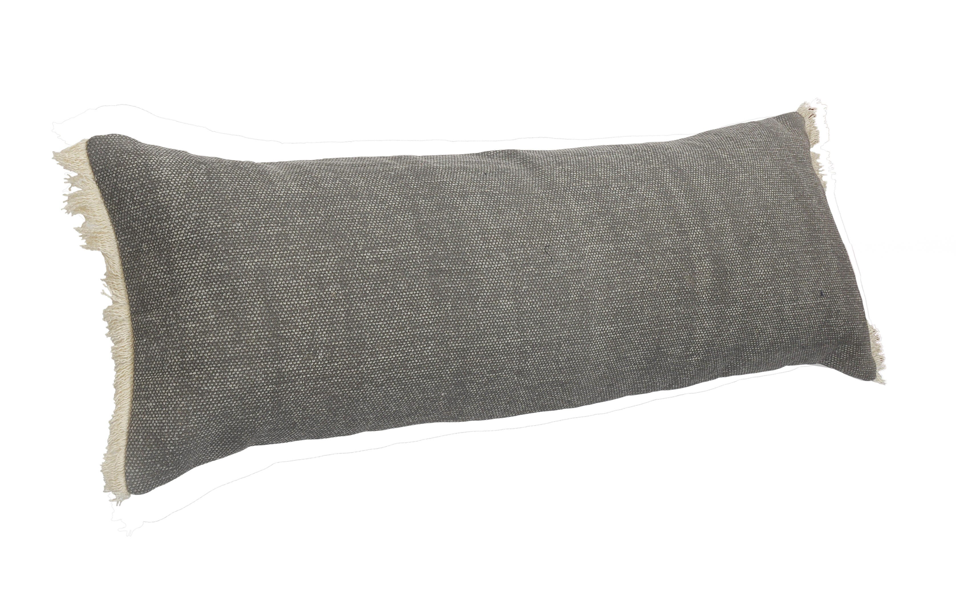 Suvii Home Athena Lumbar Fringed Decorative Throw Pillow, Gray, large