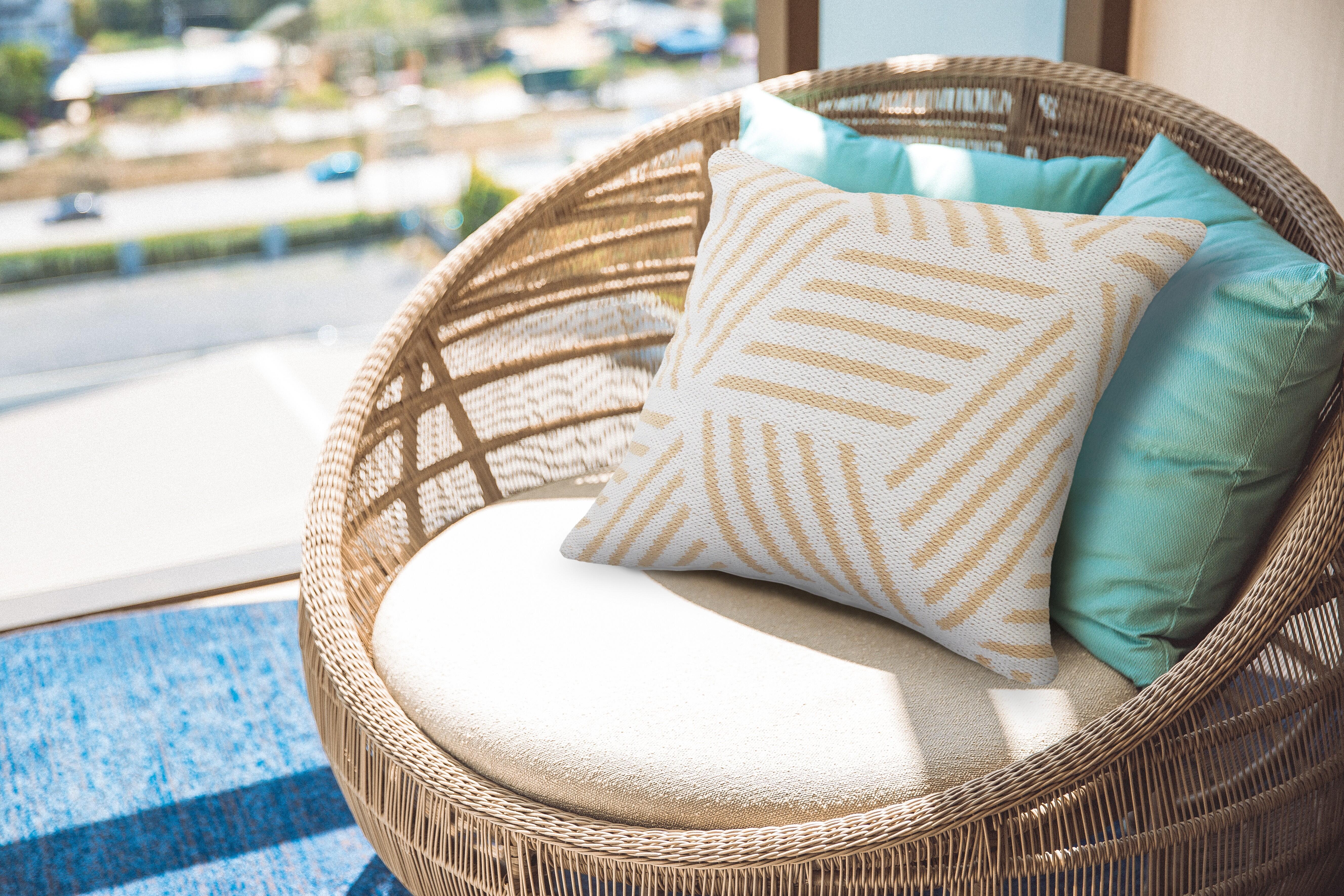 Suvii Home Eva Striped Decorative Throw Pillow, Tan/White, large