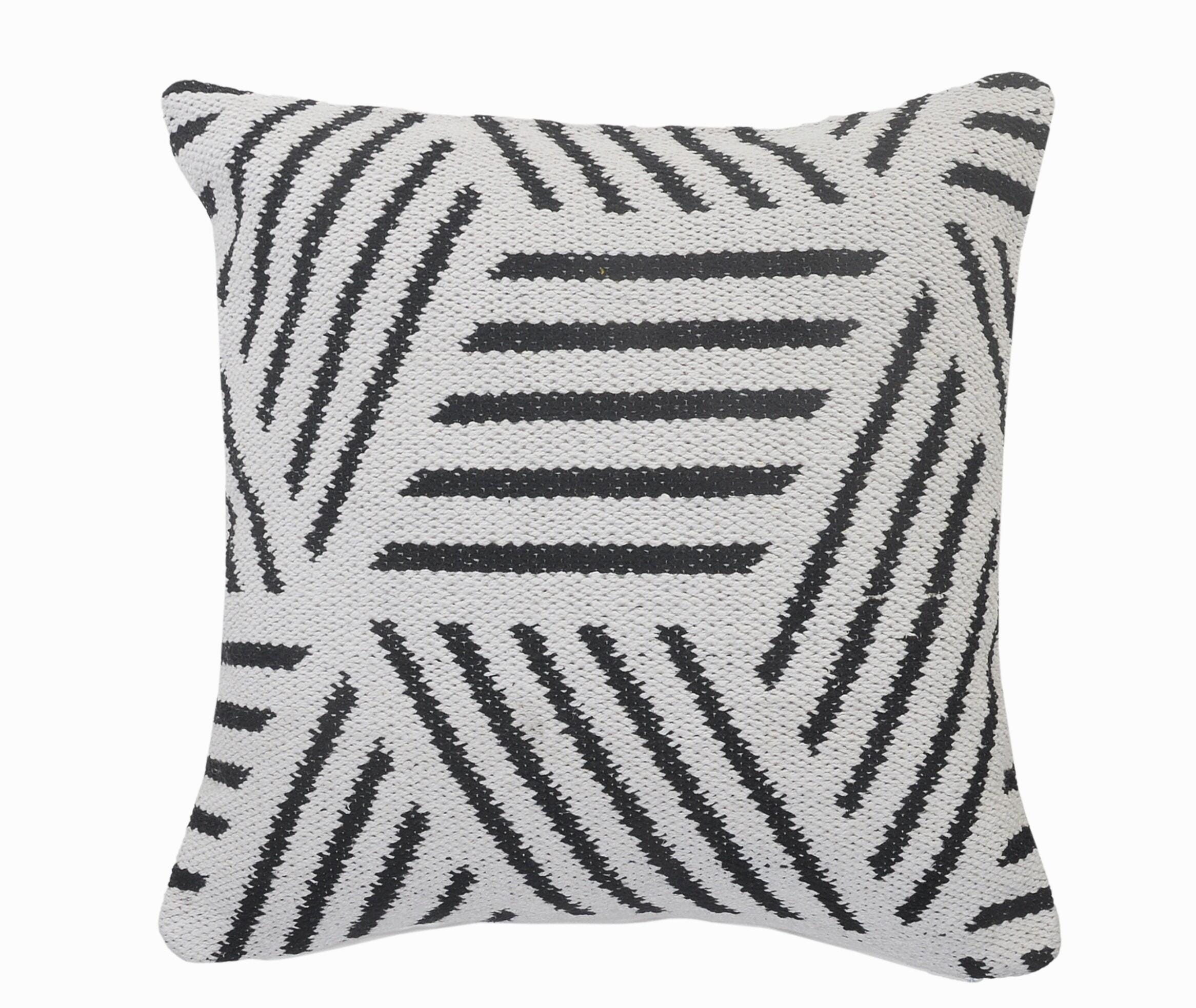 Suvii Home Eva Striped Decorative Throw Pillow, Black/White, large