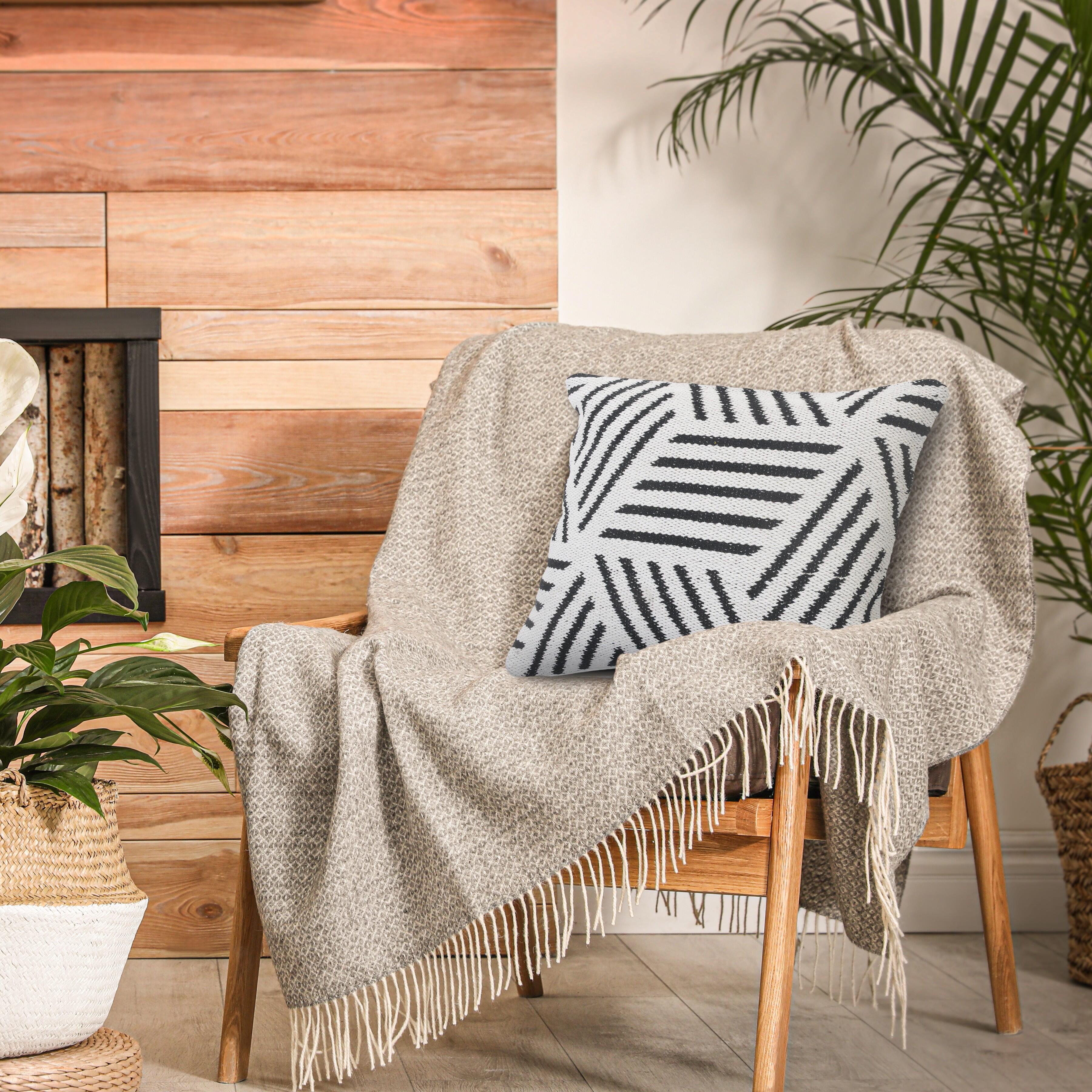 Suvii Home Eva Striped Decorative Throw Pillow, Black/White, large