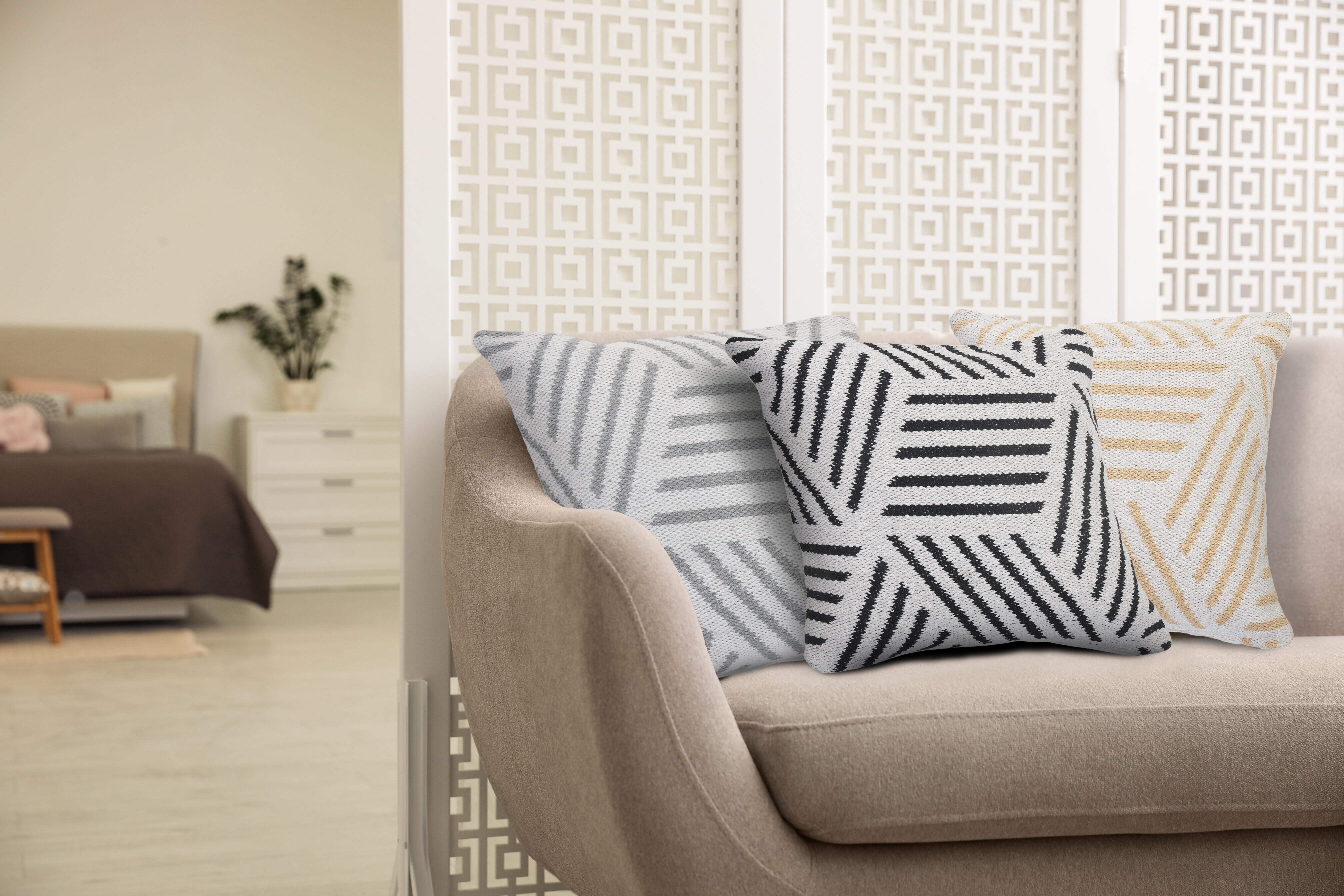 Suvii Home Eva Striped Decorative Throw Pillow, Black/White, large