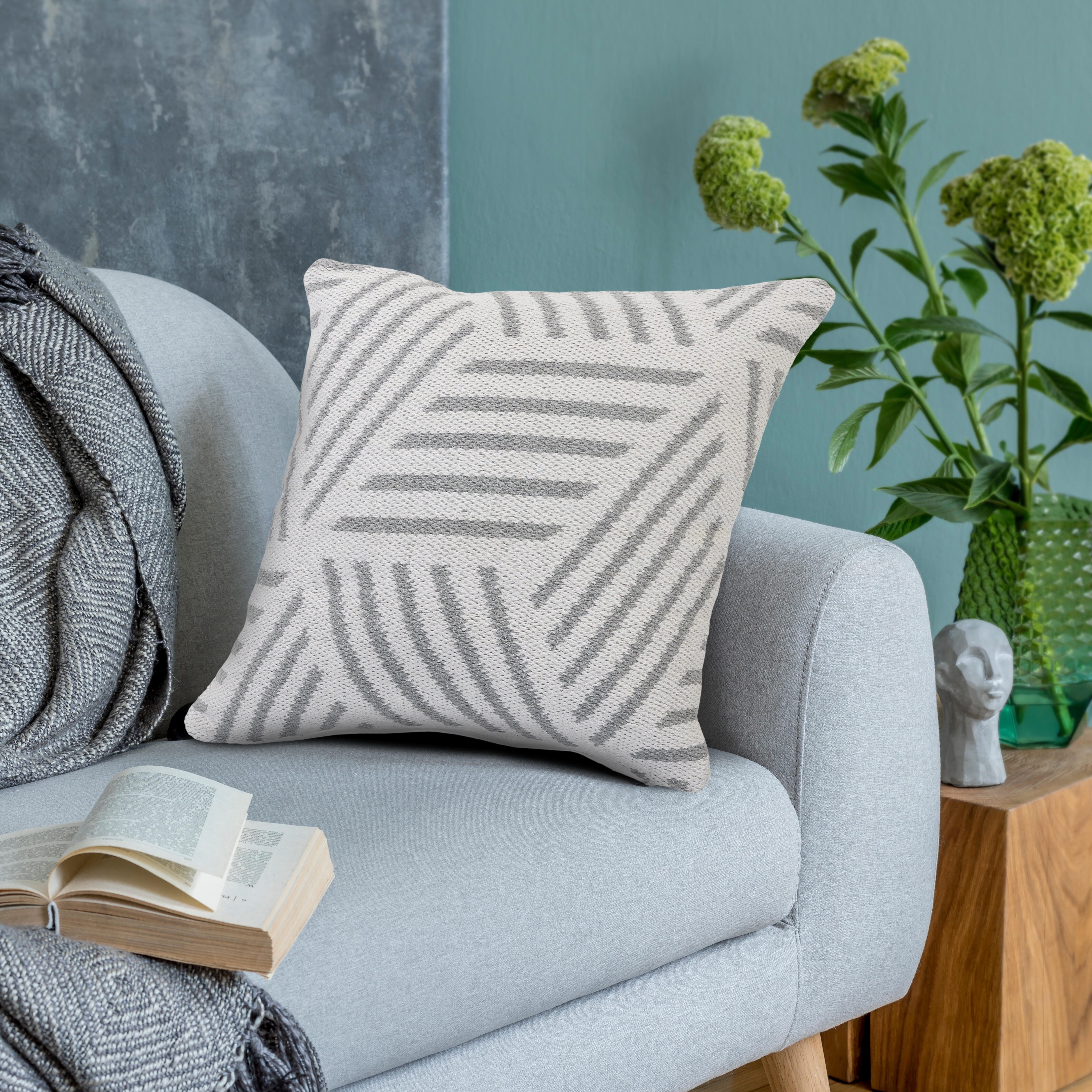 Suvii Home Eva Striped Decorative Throw Pillow, Gray/White, large