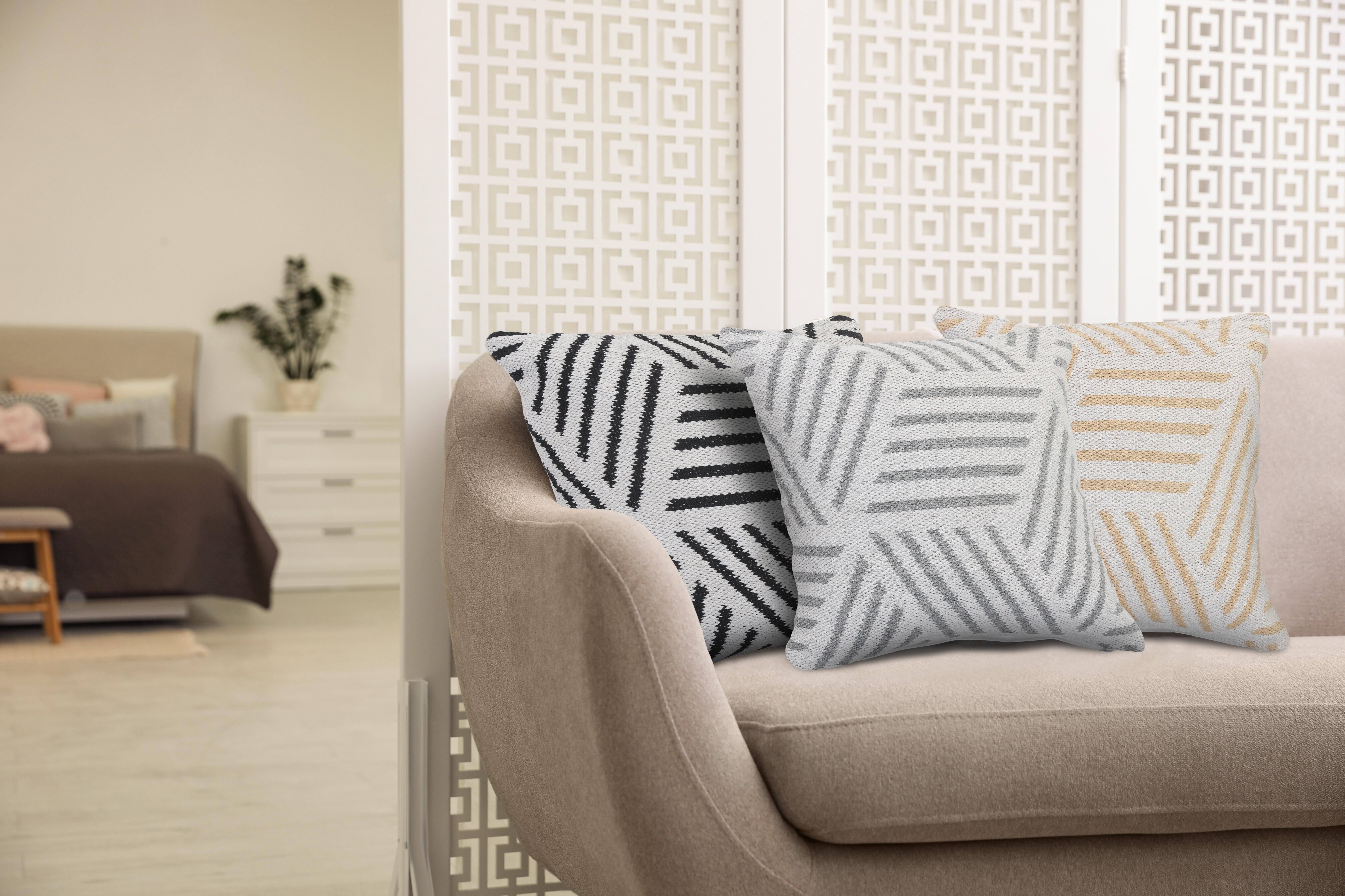 Suvii Home Eva Striped Decorative Throw Pillow, Gray/White, large