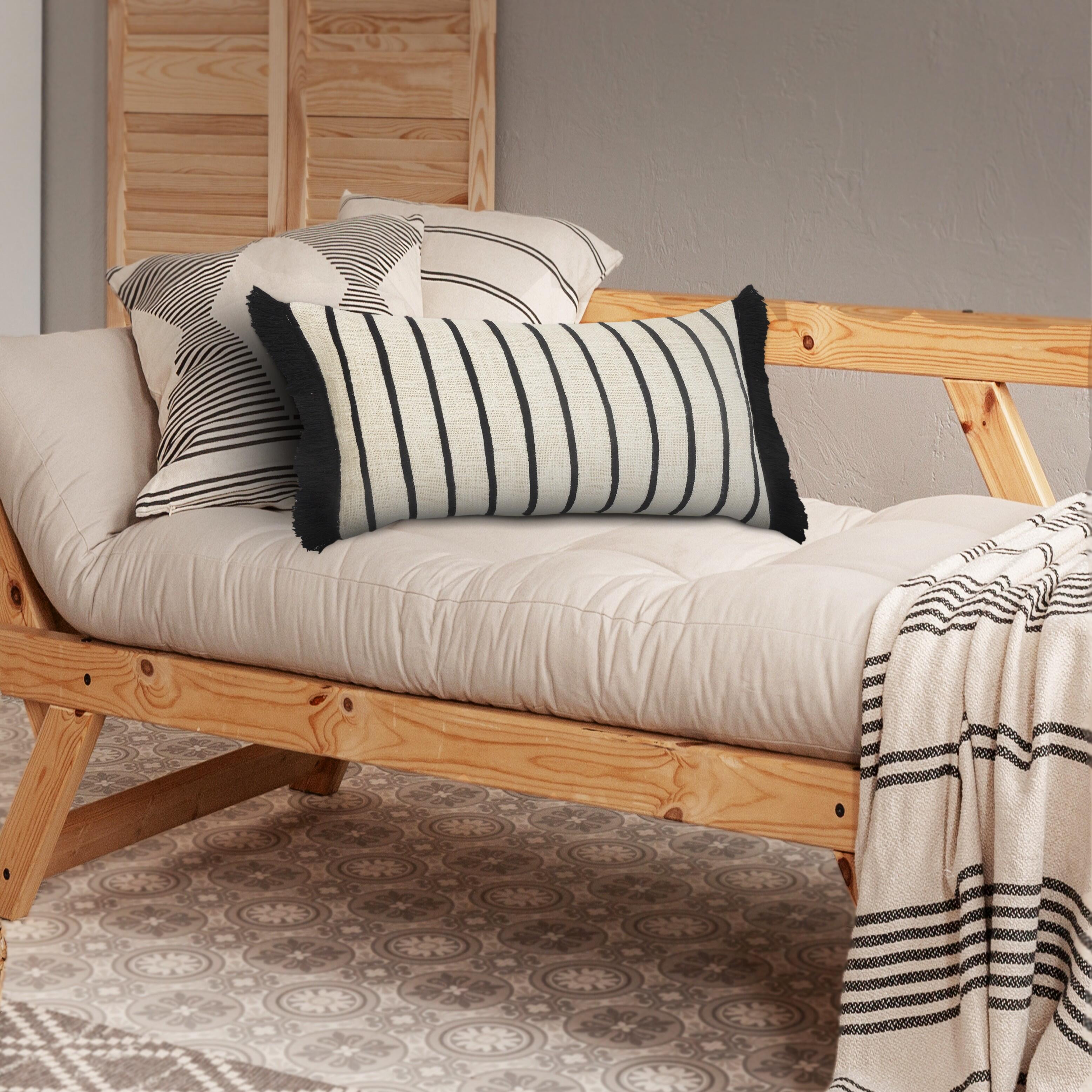 Suvii Home Ellie Fringed Lumbar Decorative Throw Pillow, , rollover