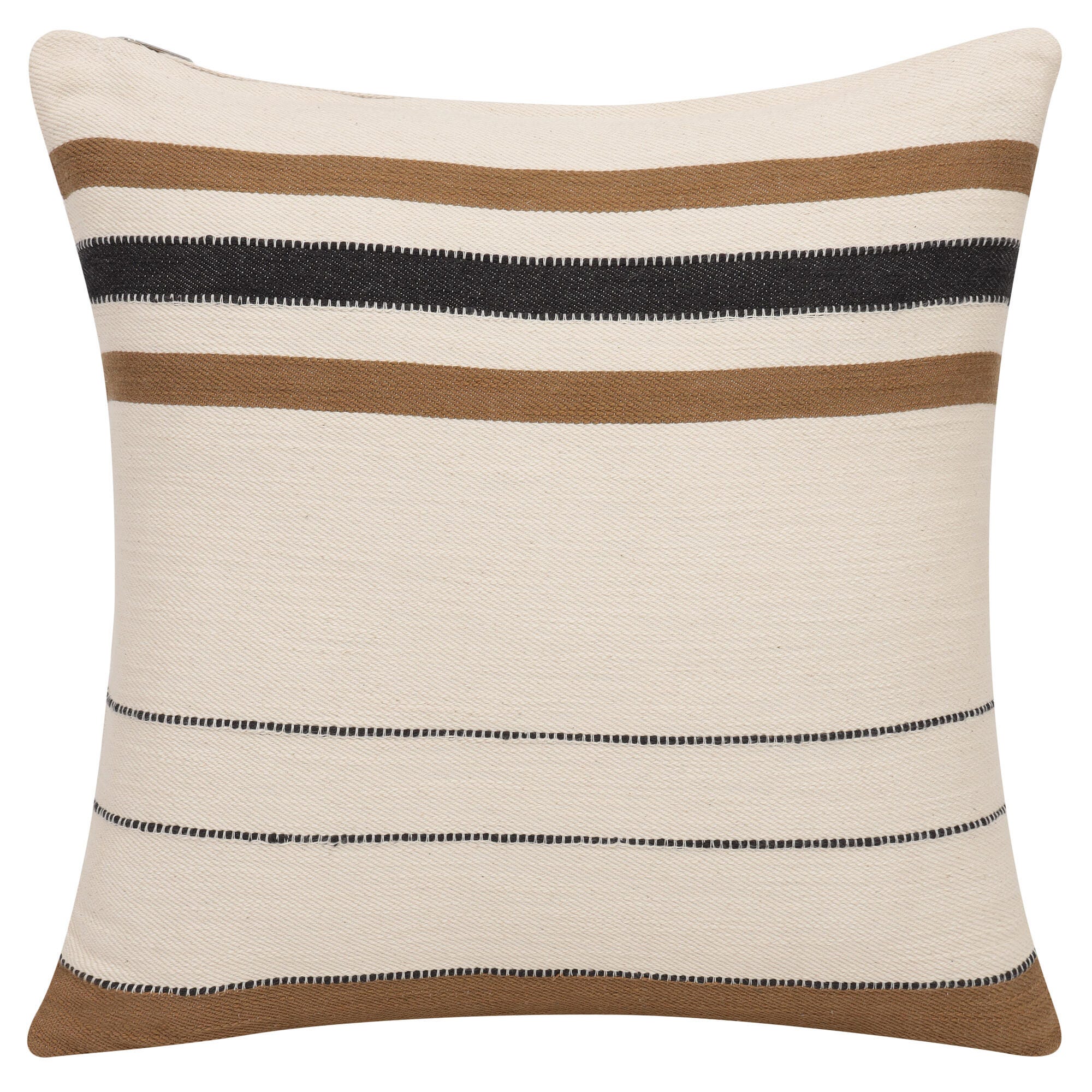 Suvii Home Sophie Striped Decorative Throw Pillow, Ivory/Brown, large