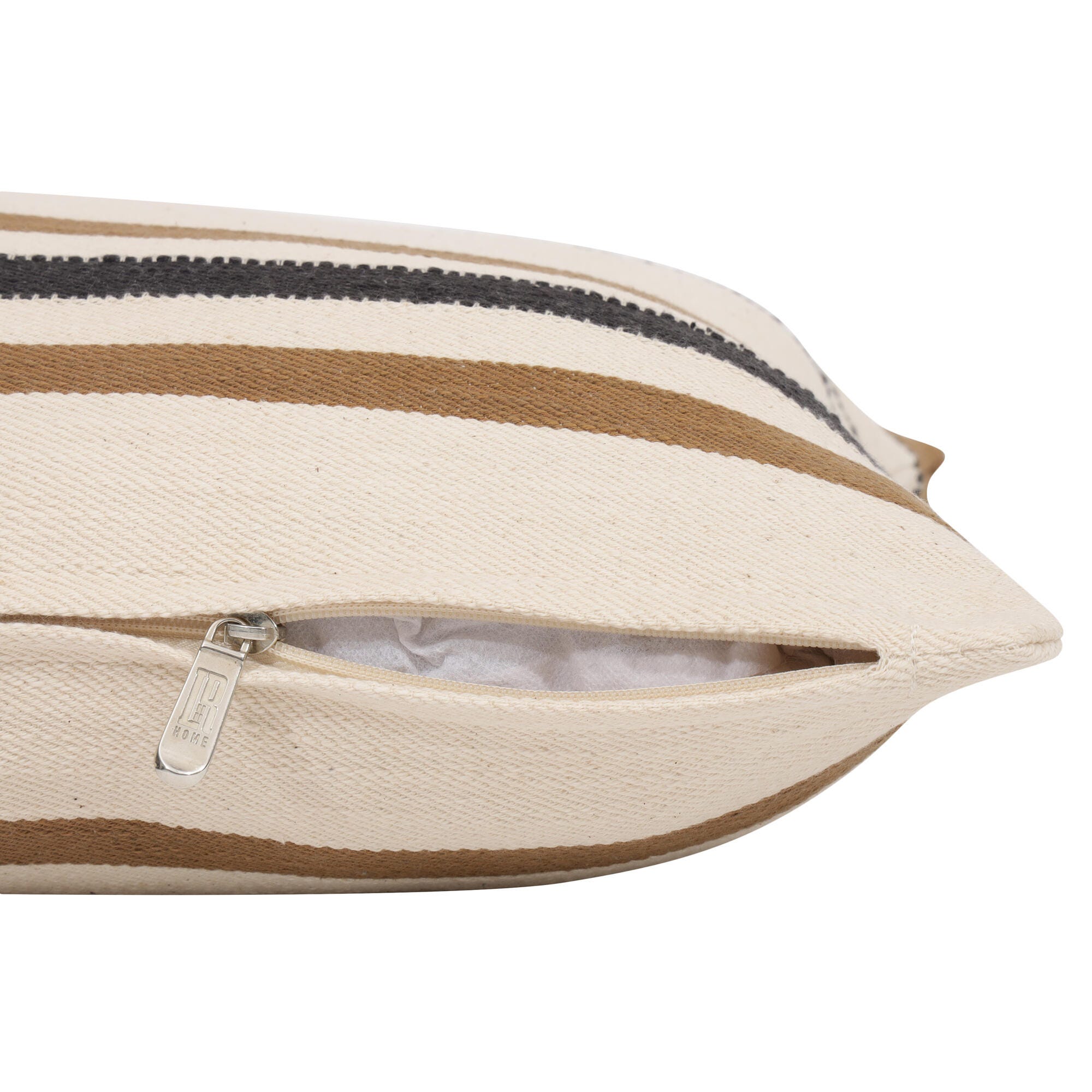 Suvii Home Sophie Striped Decorative Throw Pillow, Ivory/Brown, large