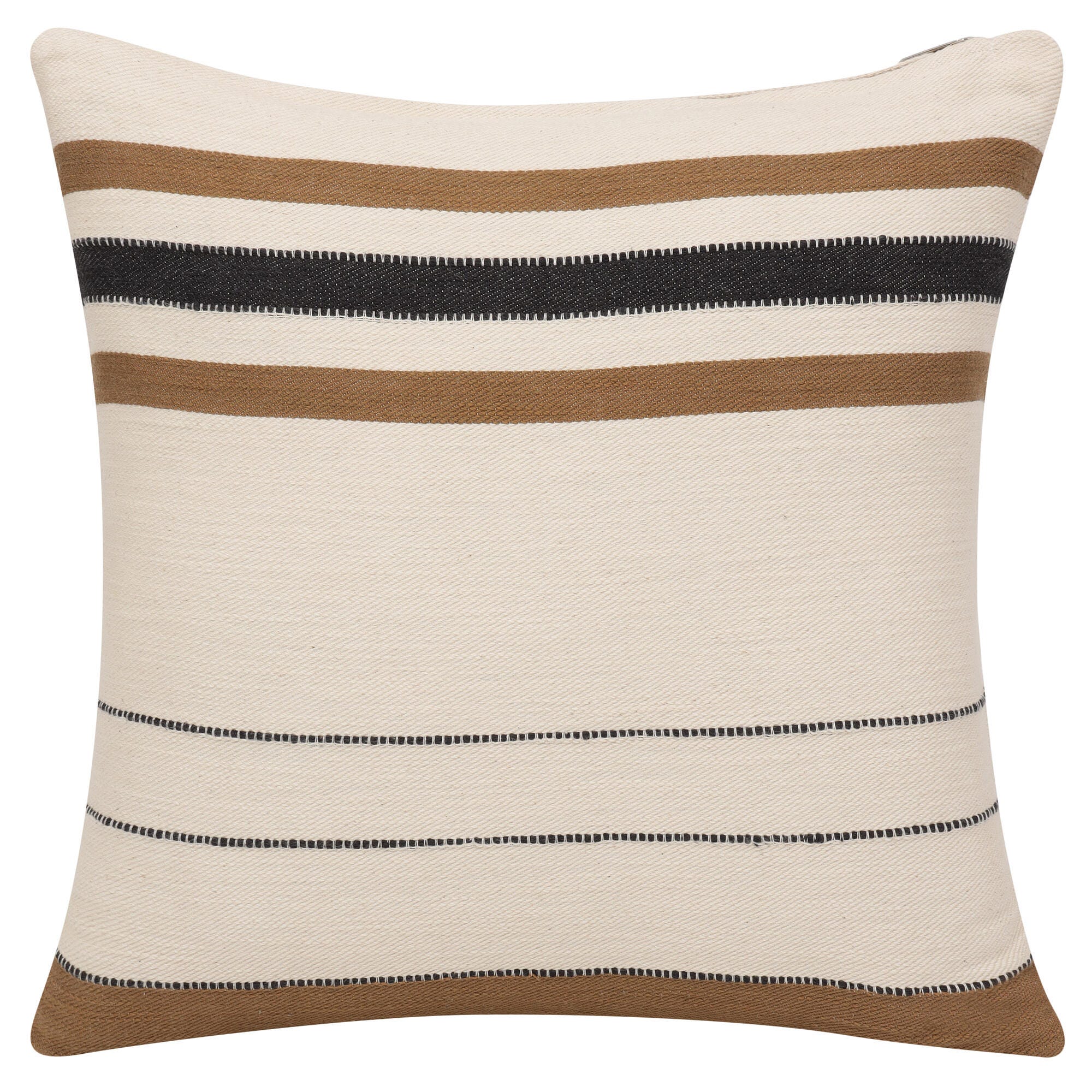 Suvii Home Sophie Striped Decorative Throw Pillow, Ivory/Brown, large
