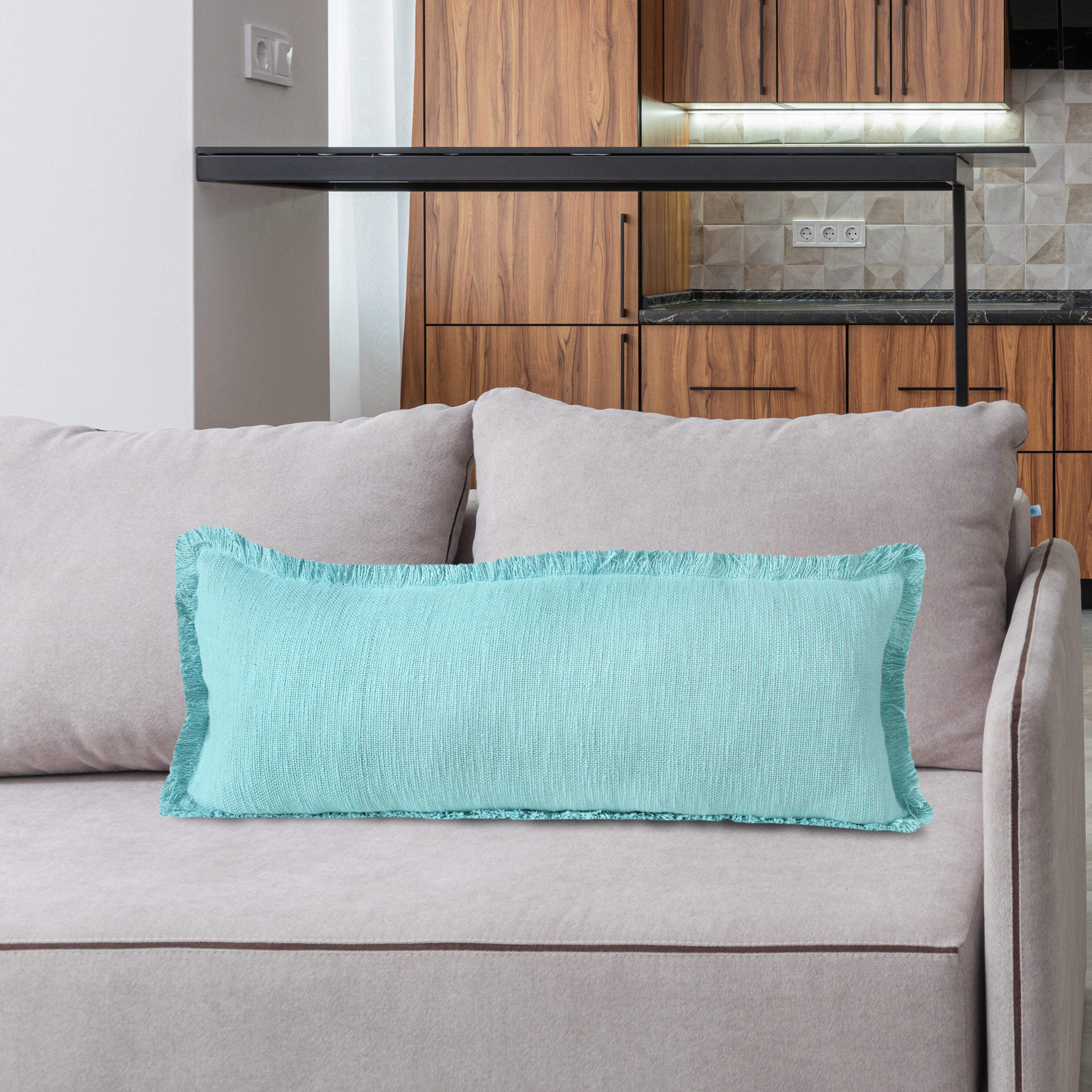 Suvii Home Athena Solid Lumbar Decorative Throw Pillow, Light Blue, rollover