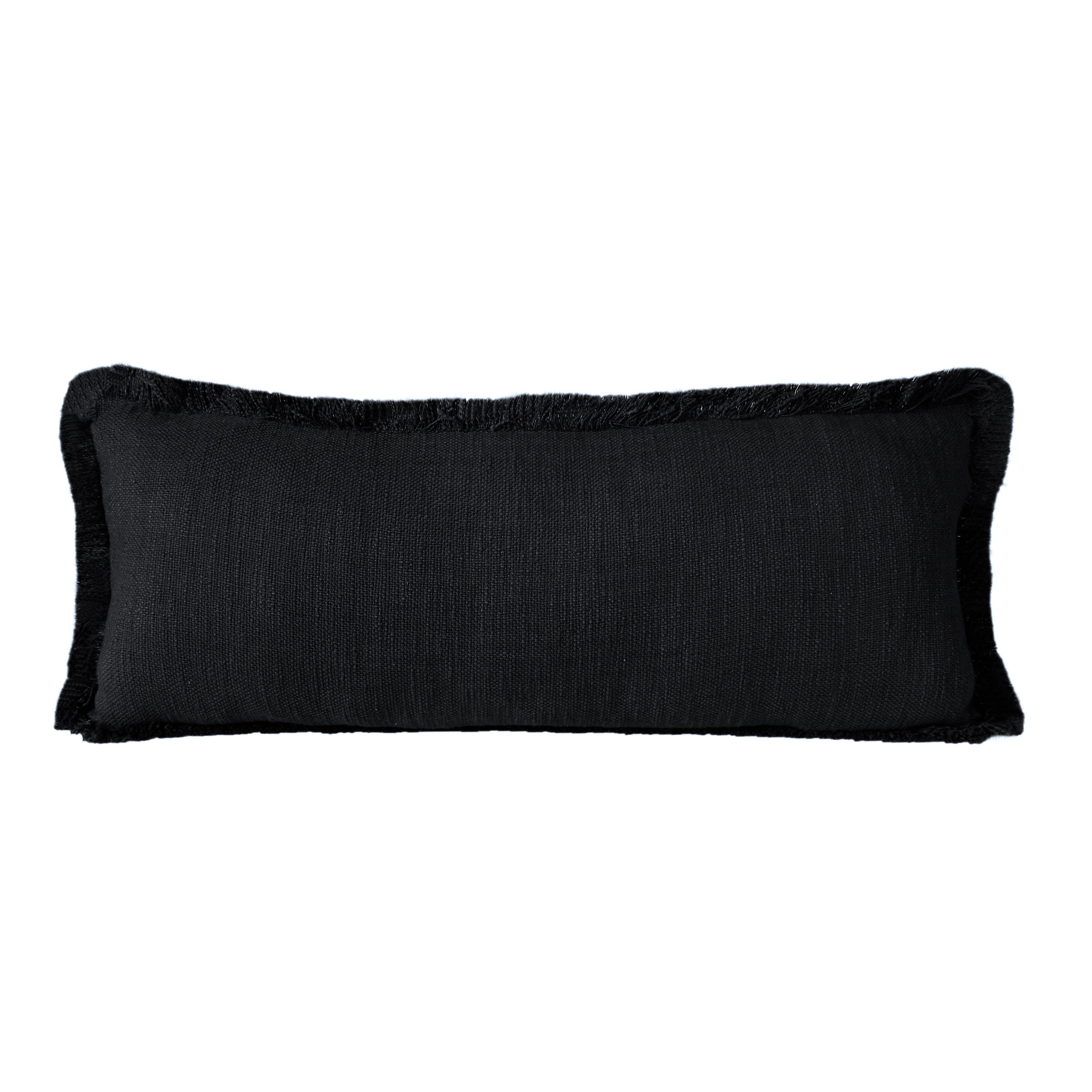 Suvii Home Athena Solid Lumbar Decorative Throw Pillow, Jet Black, large