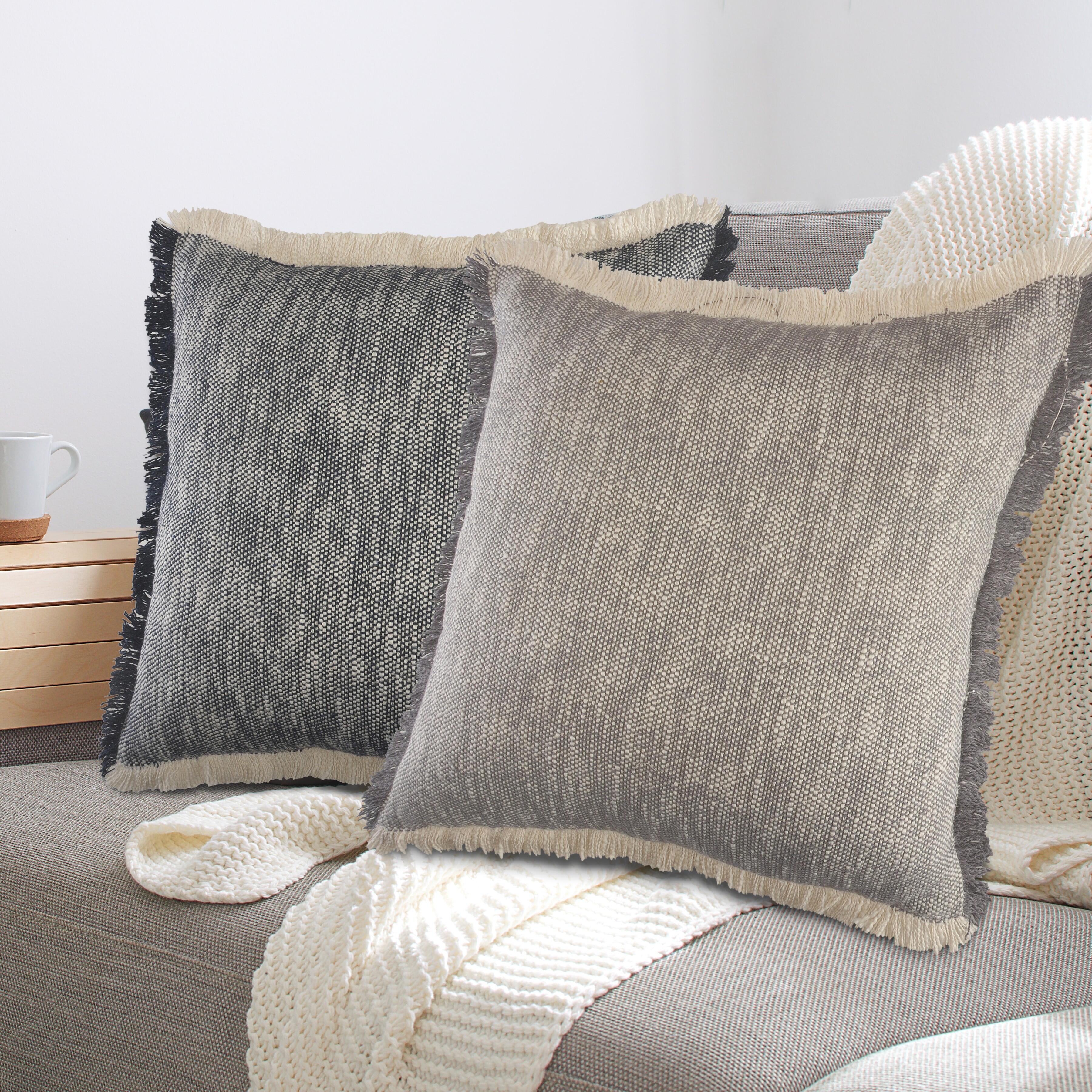 Suvii Home Athena Woven Decorative Throw Pillow, Gray/White, rollover