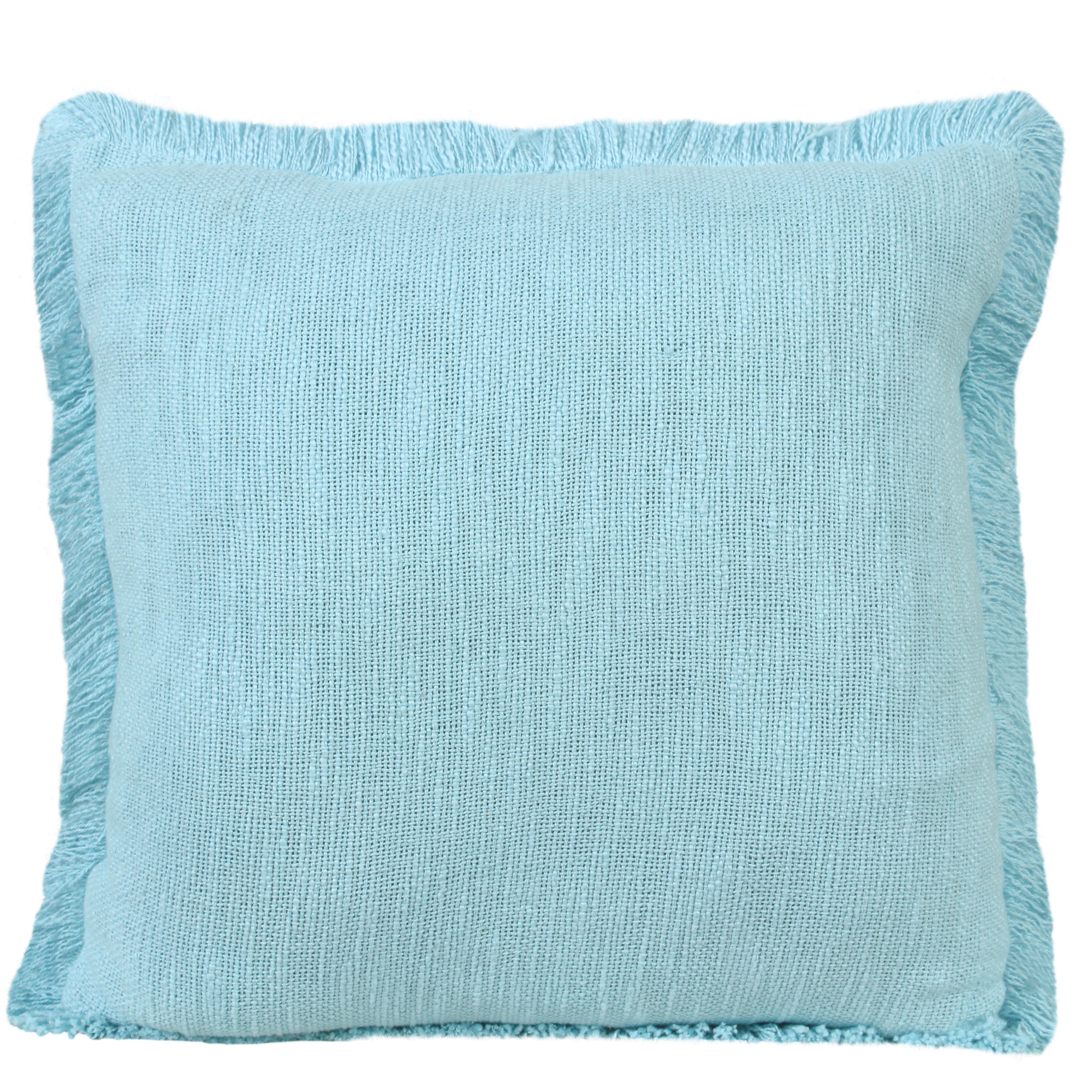 Suvii Home Athena Fringed Decorative Throw Pillow, Bright Blue, large