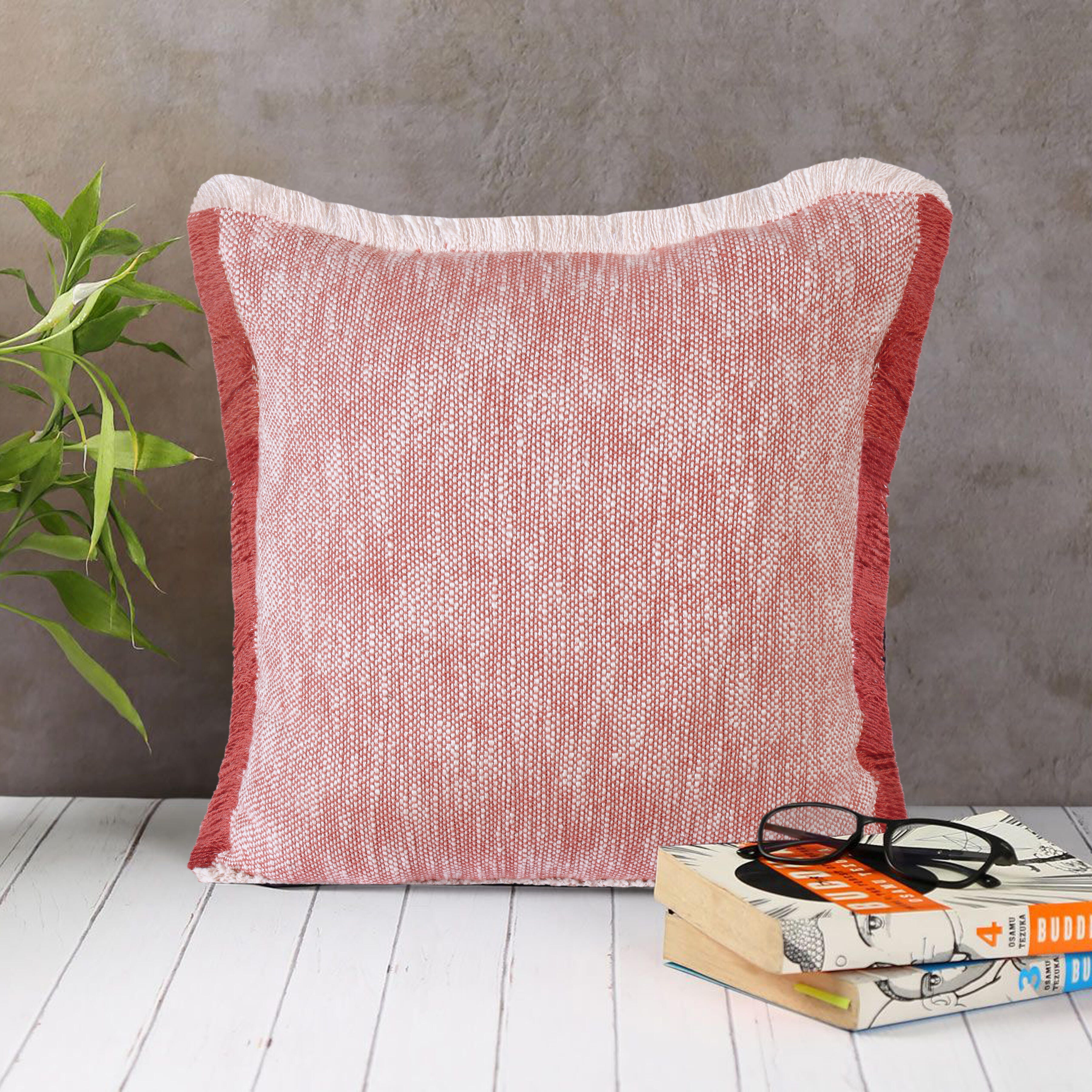 Suvii Home Athena Square Decorative Throw Pillow, Auburn Red/White, large
