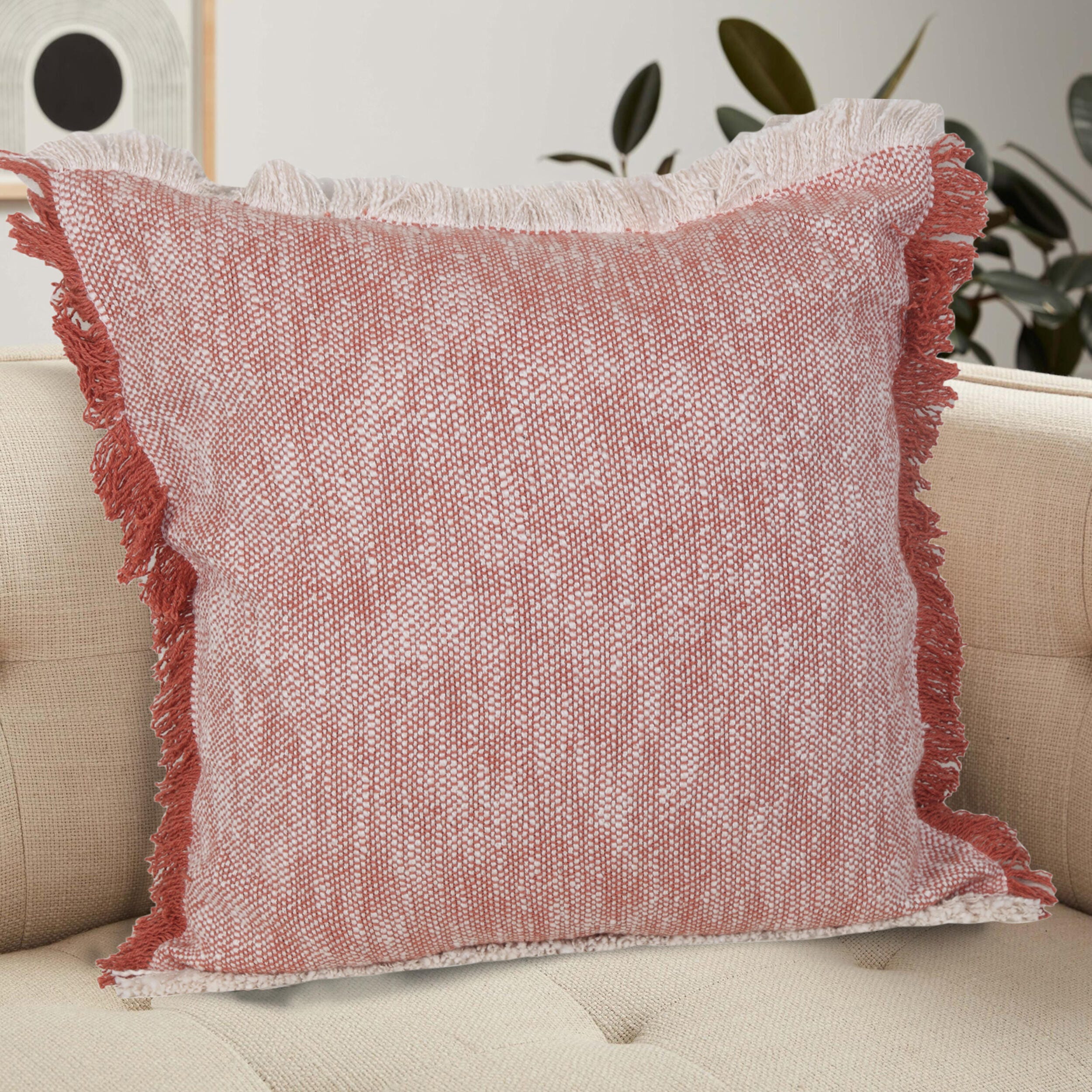 Suvii Home Athena Square Decorative Throw Pillow, Auburn Red/White, large