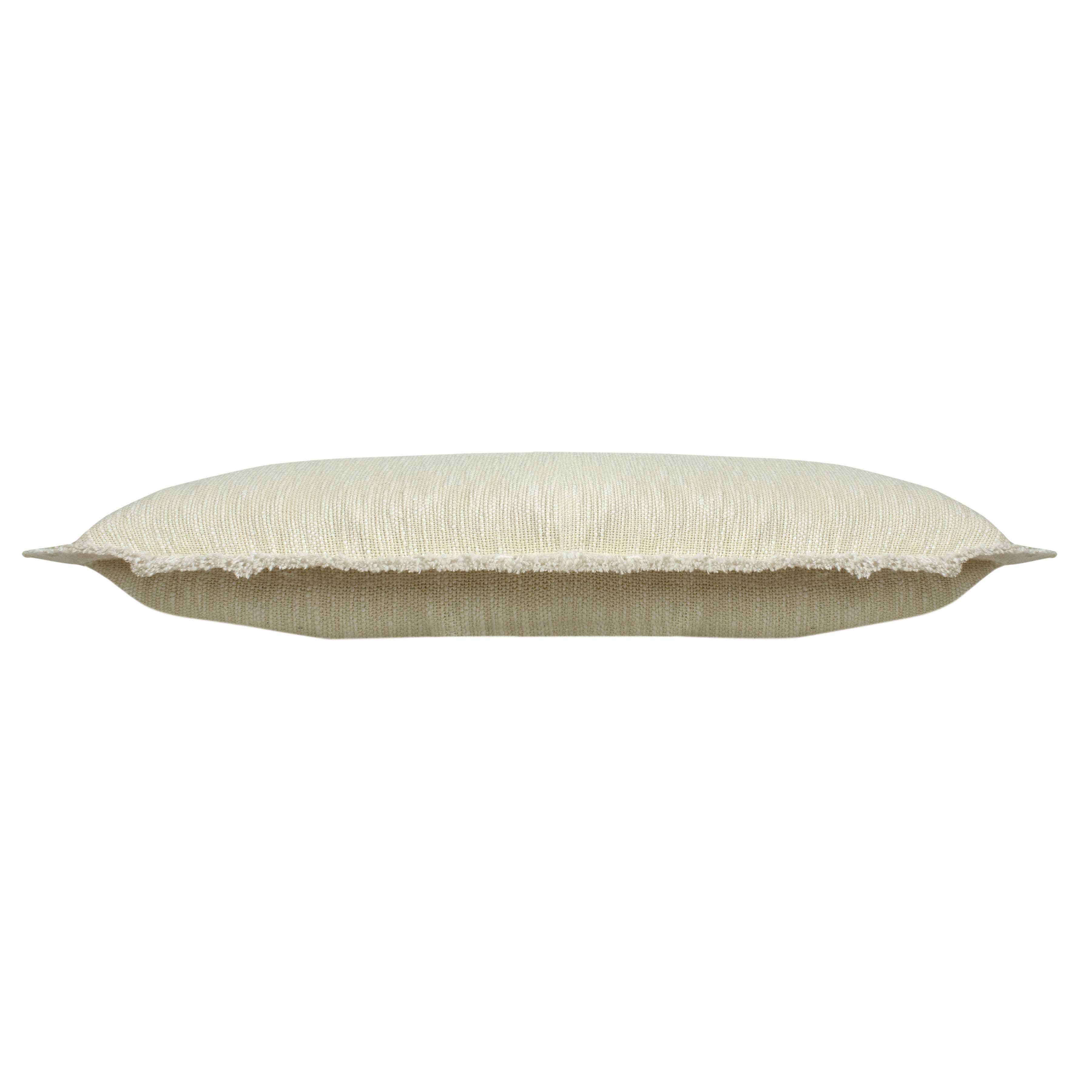 Suvii Home Athena Fringed Lumbar Decorative Throw Pillow, Light Yellow/White, large
