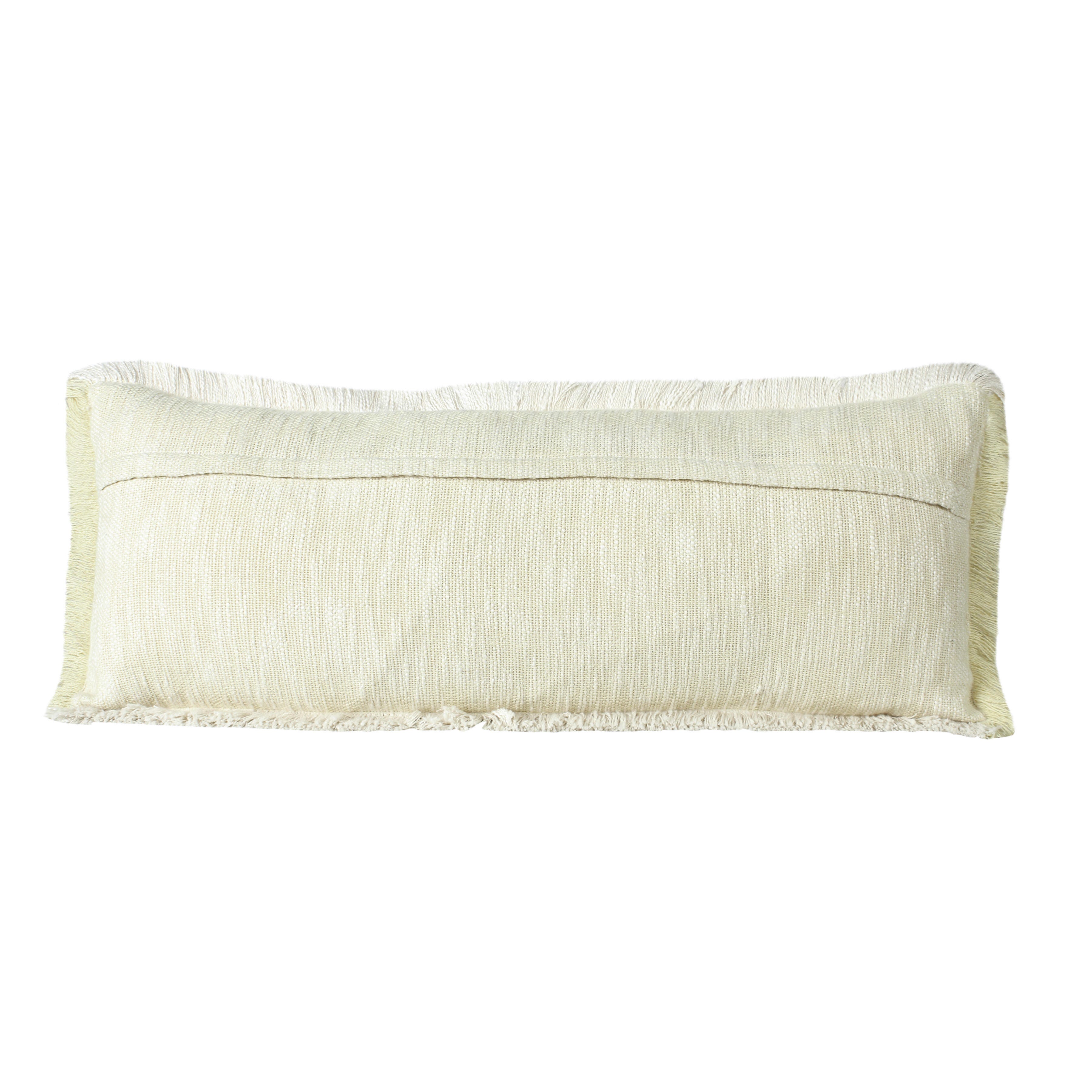 Suvii Home Athena Fringed Lumbar Decorative Throw Pillow, Light Yellow/White, large