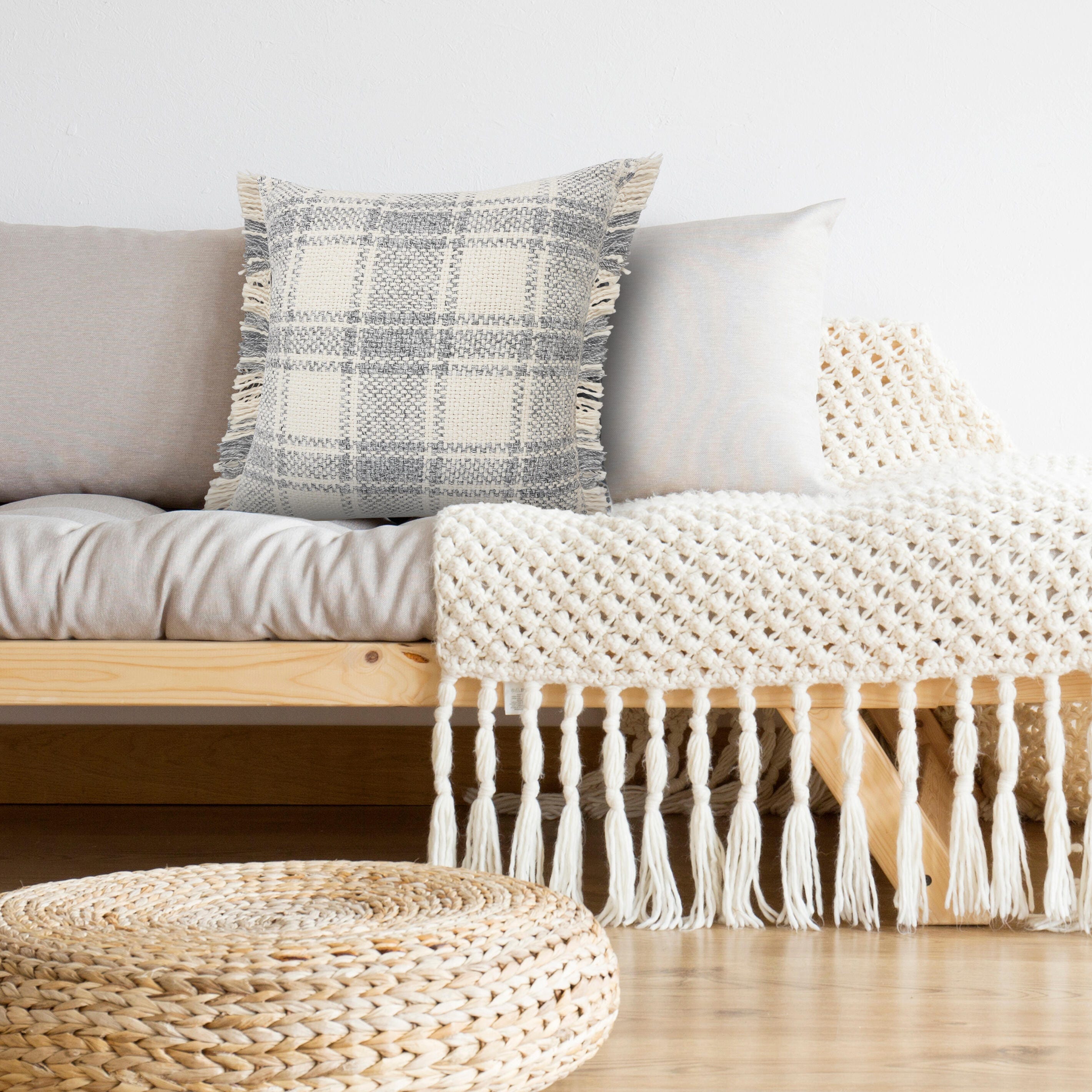 Suvii Home Ella Fringed Decorative Throw Pillow, , large