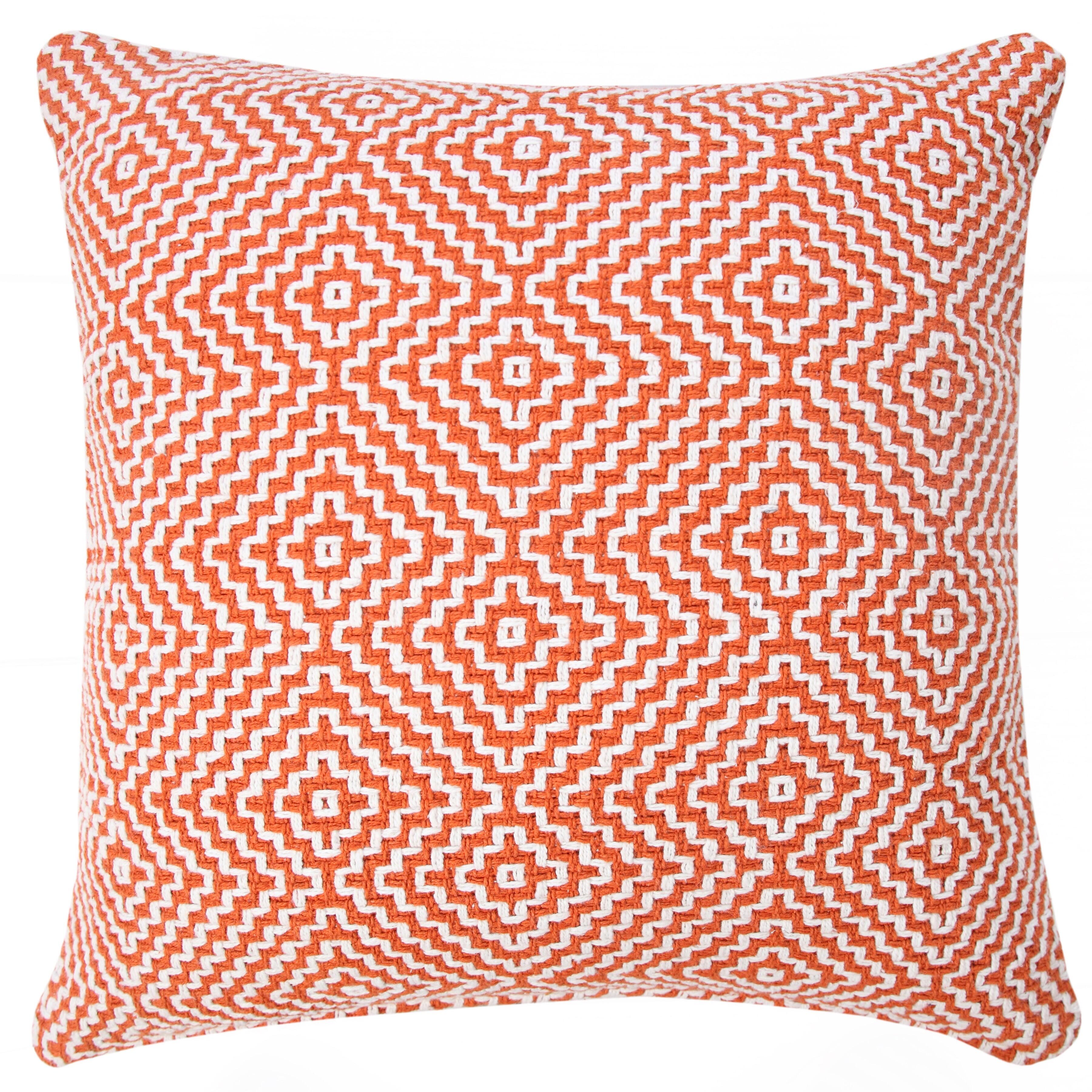 Suvii Home Gabriella Geometric Decorative Throw Pillow, Orange/White, large