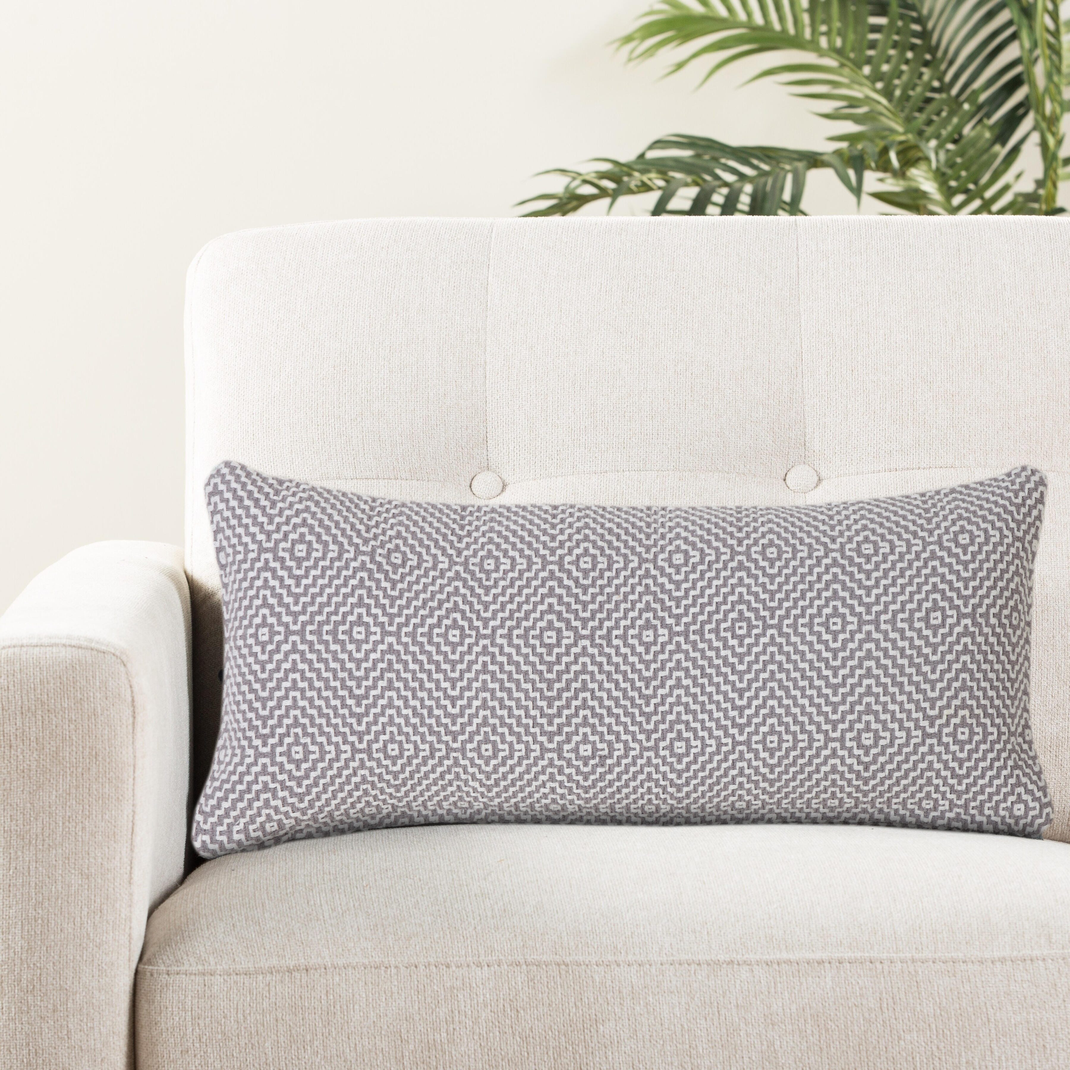 Suvii Home Gabriella Lumbar Decorative Throw Pillow, Gray/White, rollover