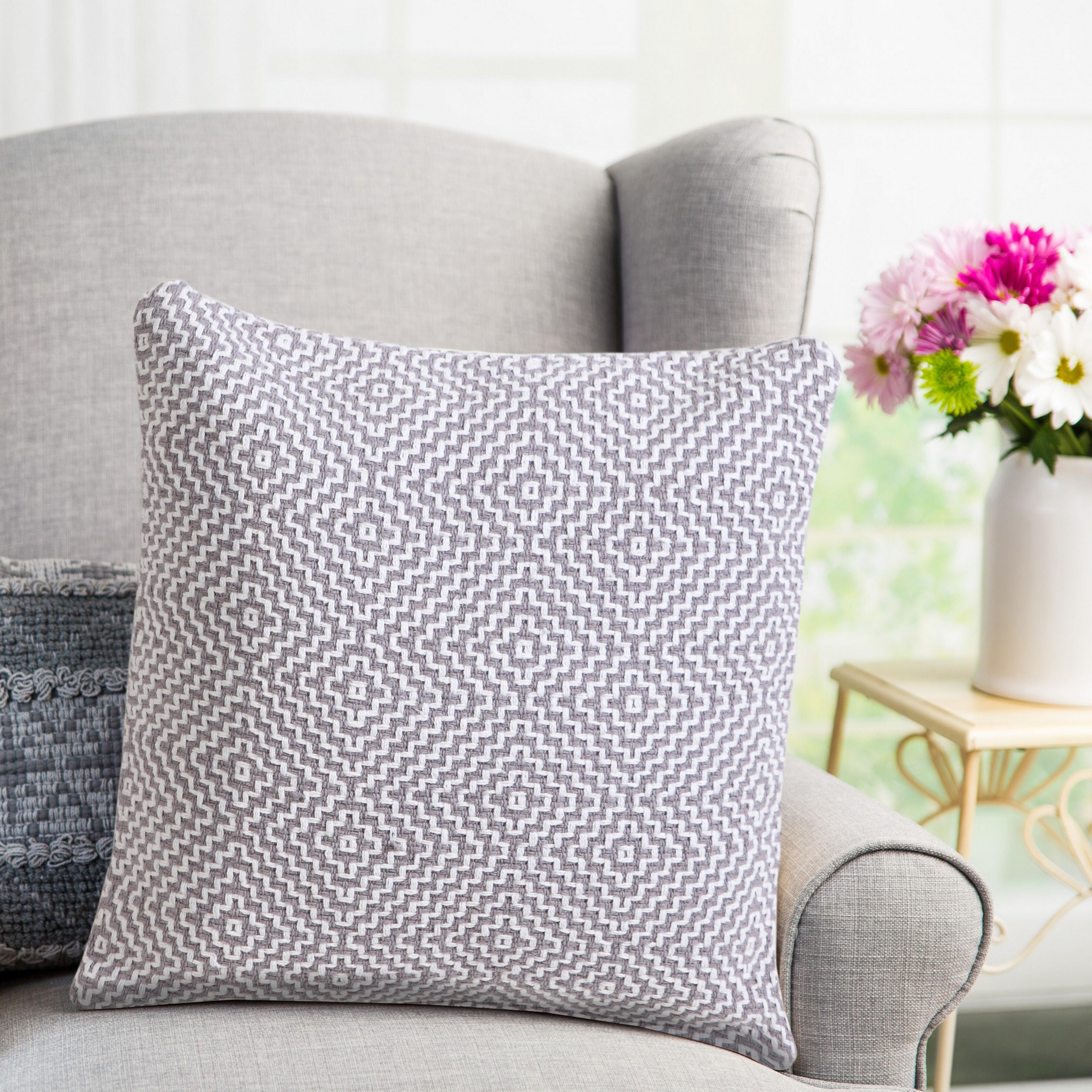 Suvii Home Gabriella Geometric Decorative Throw Pillow, Gray/White, rollover