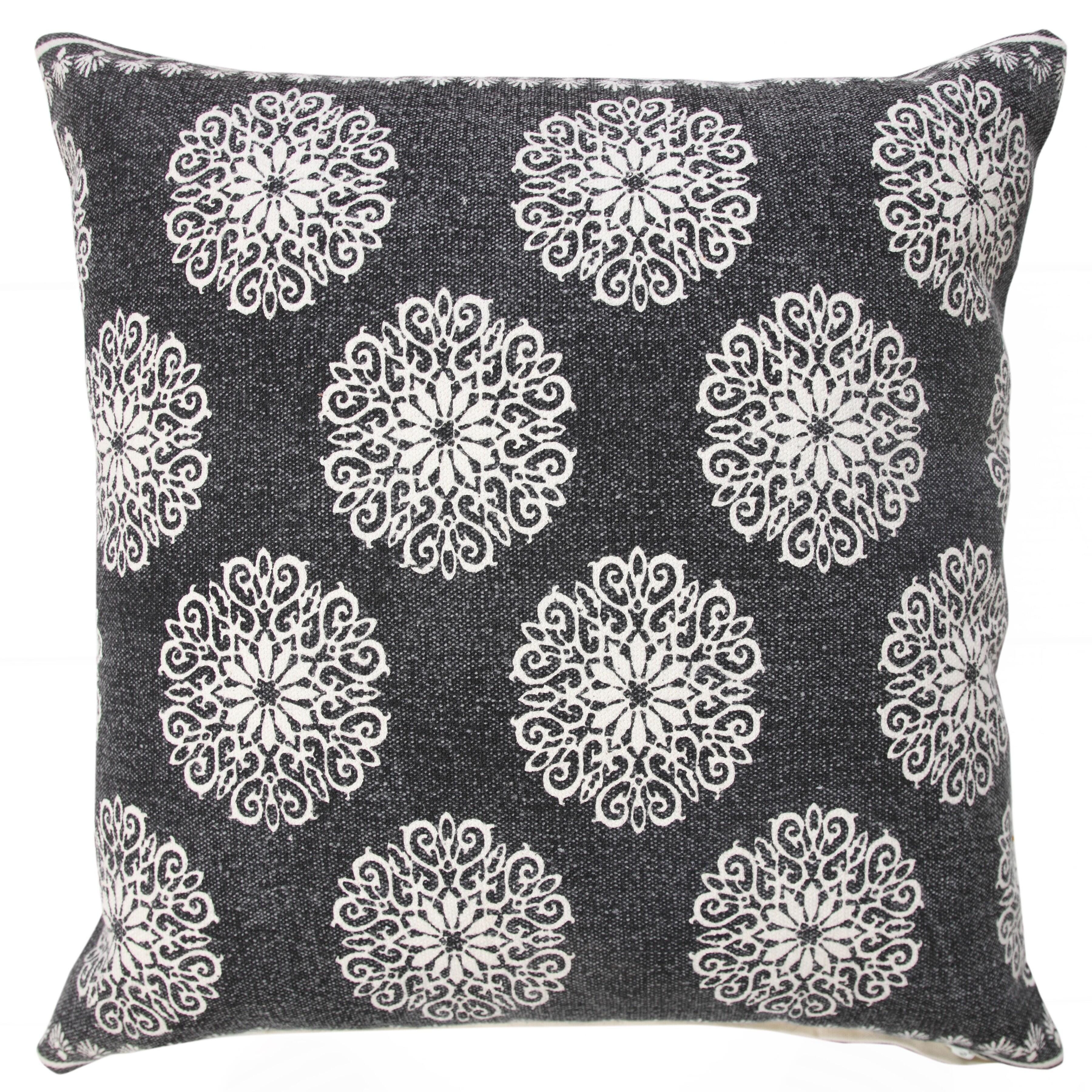 Suvii Home Evelyn Floral Decorative Throw Pillow, Black/White, large