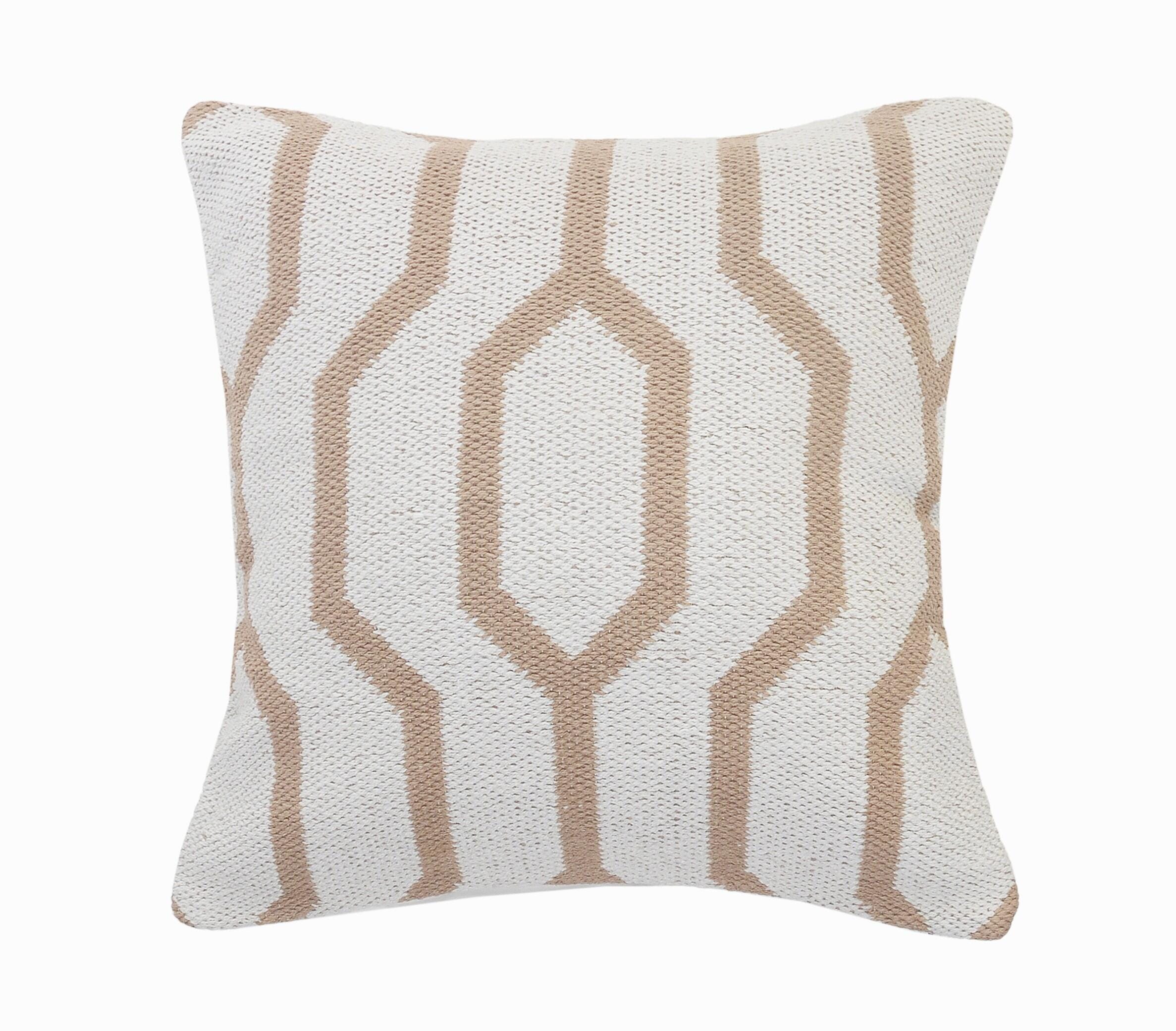 Suvii Home Eva Geometric Decorative Throw Pillow, Hazelnut/White, large