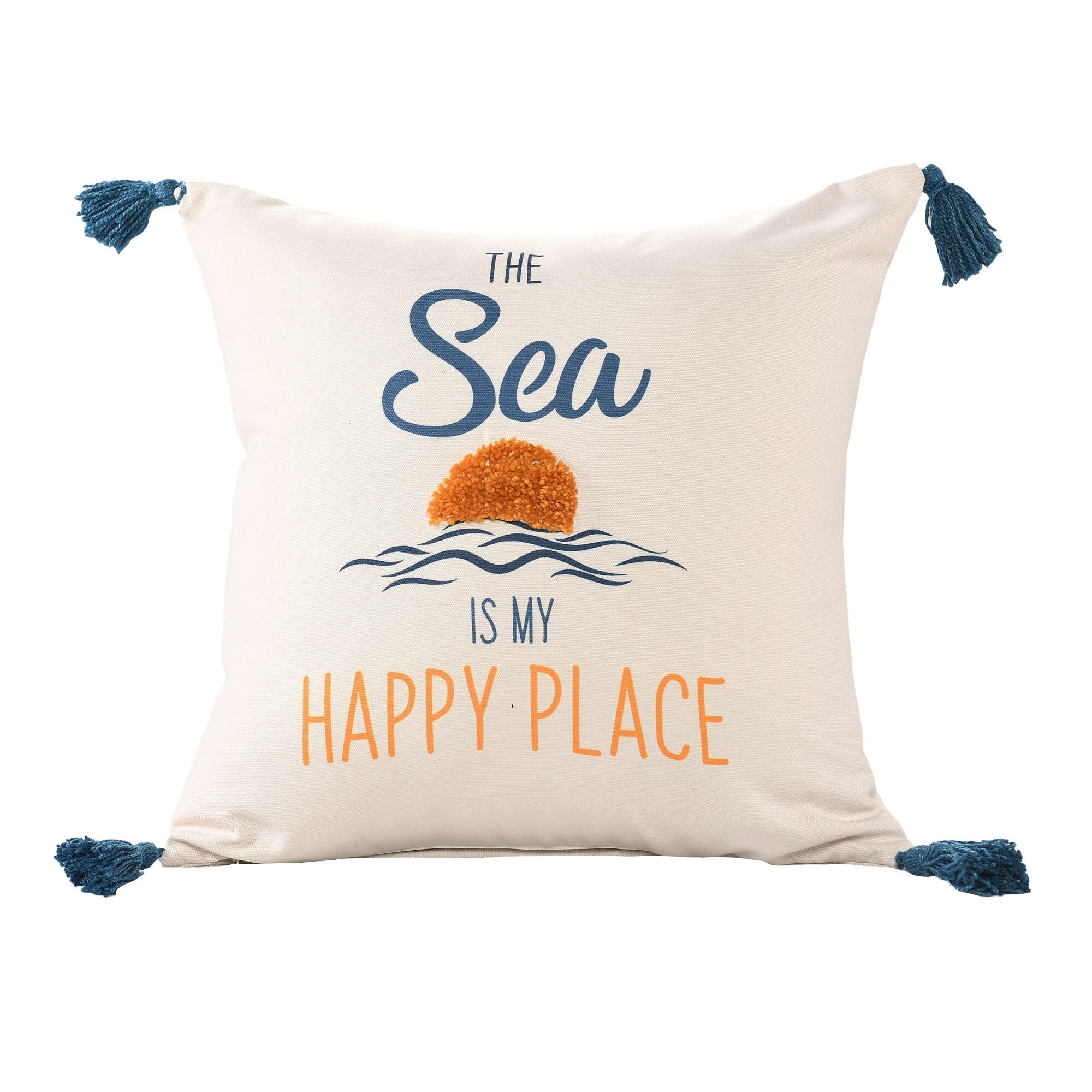 Suvii Home Scarlett Sea Is My Happy Place Decorative Throw Pillow, , large