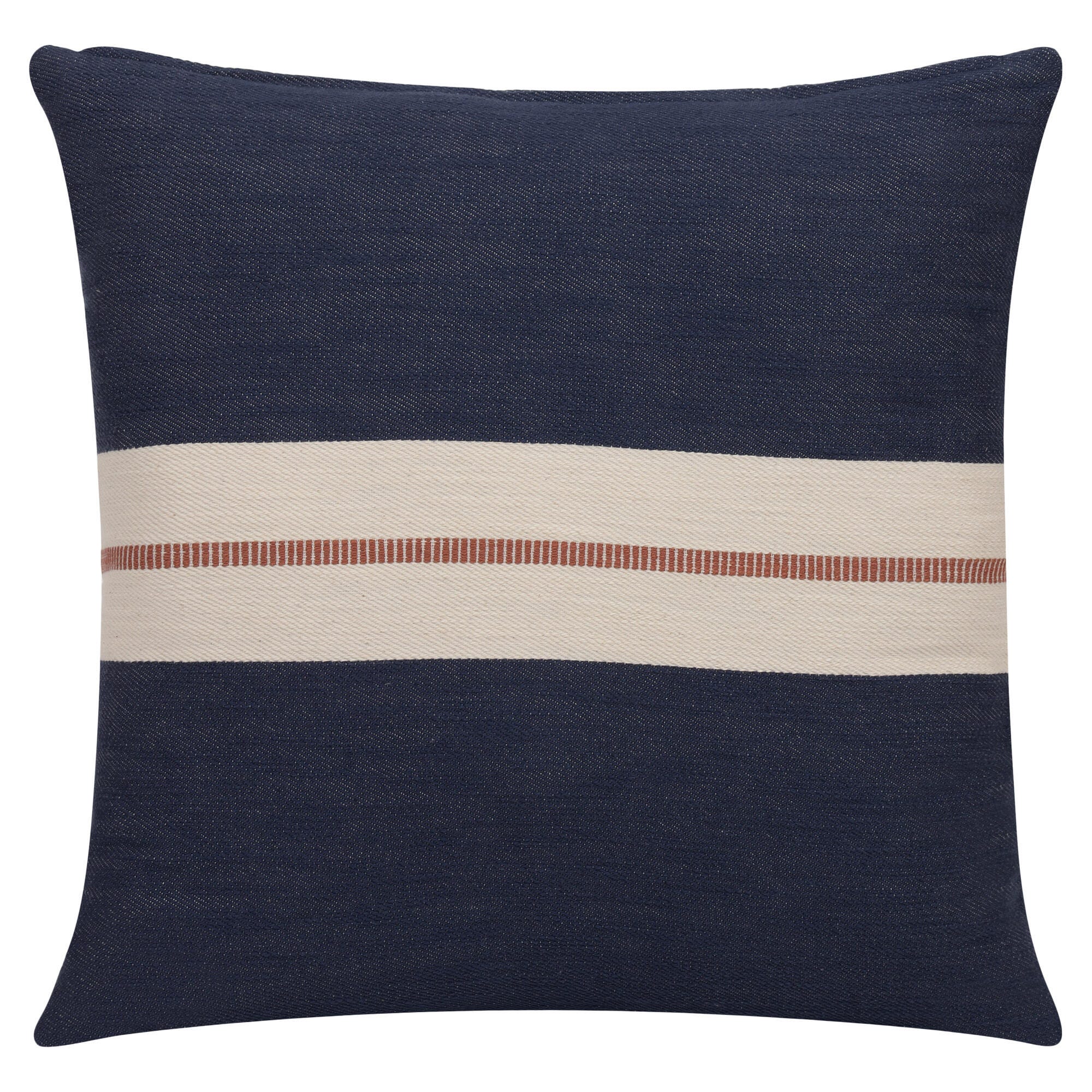 Suvii Home Sophie Woven Decorative Throw Pillow, Dark Blue/Orange, large