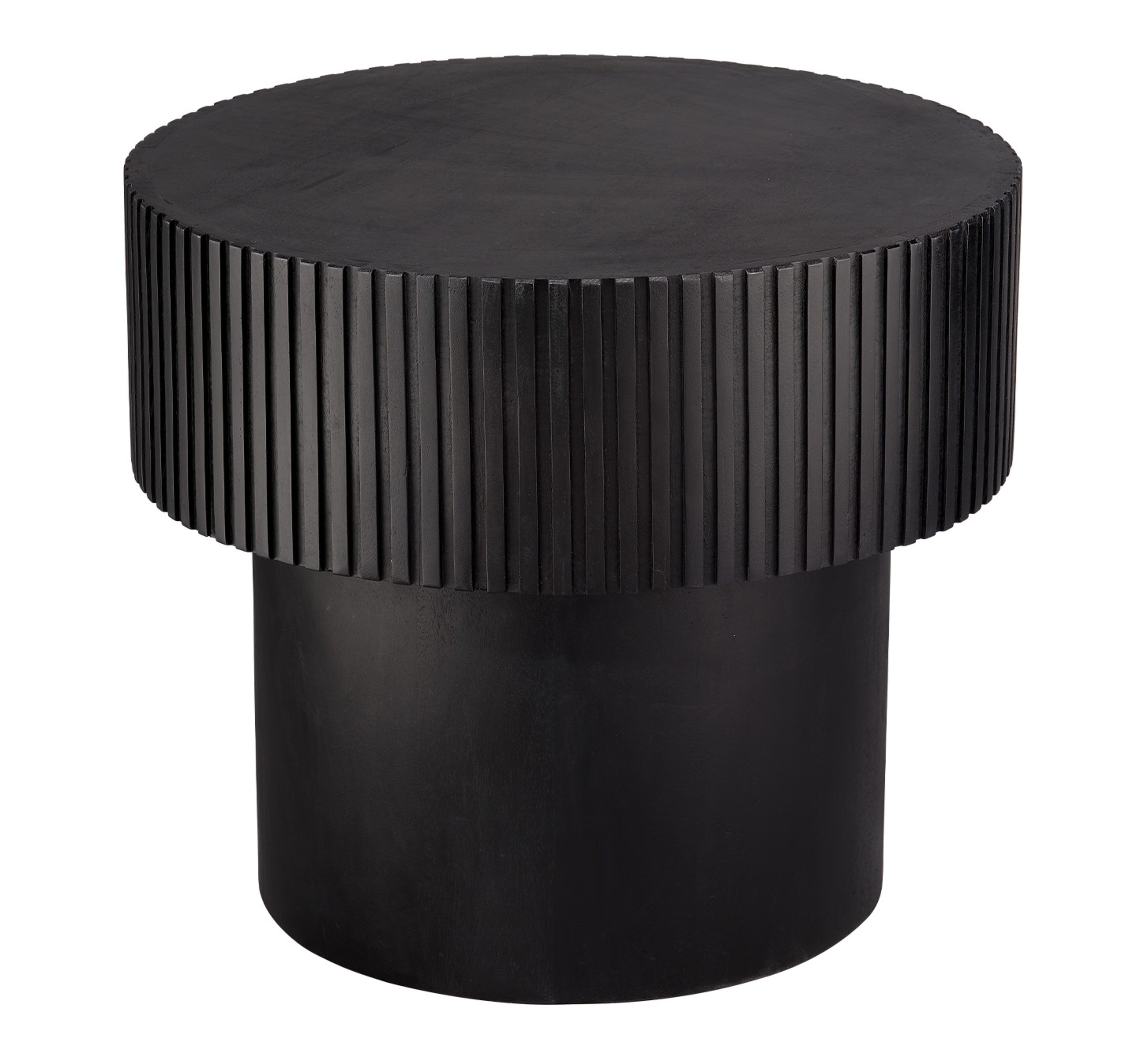Relaxed Elegance Thorndale Round Wood Side Table, Black, large