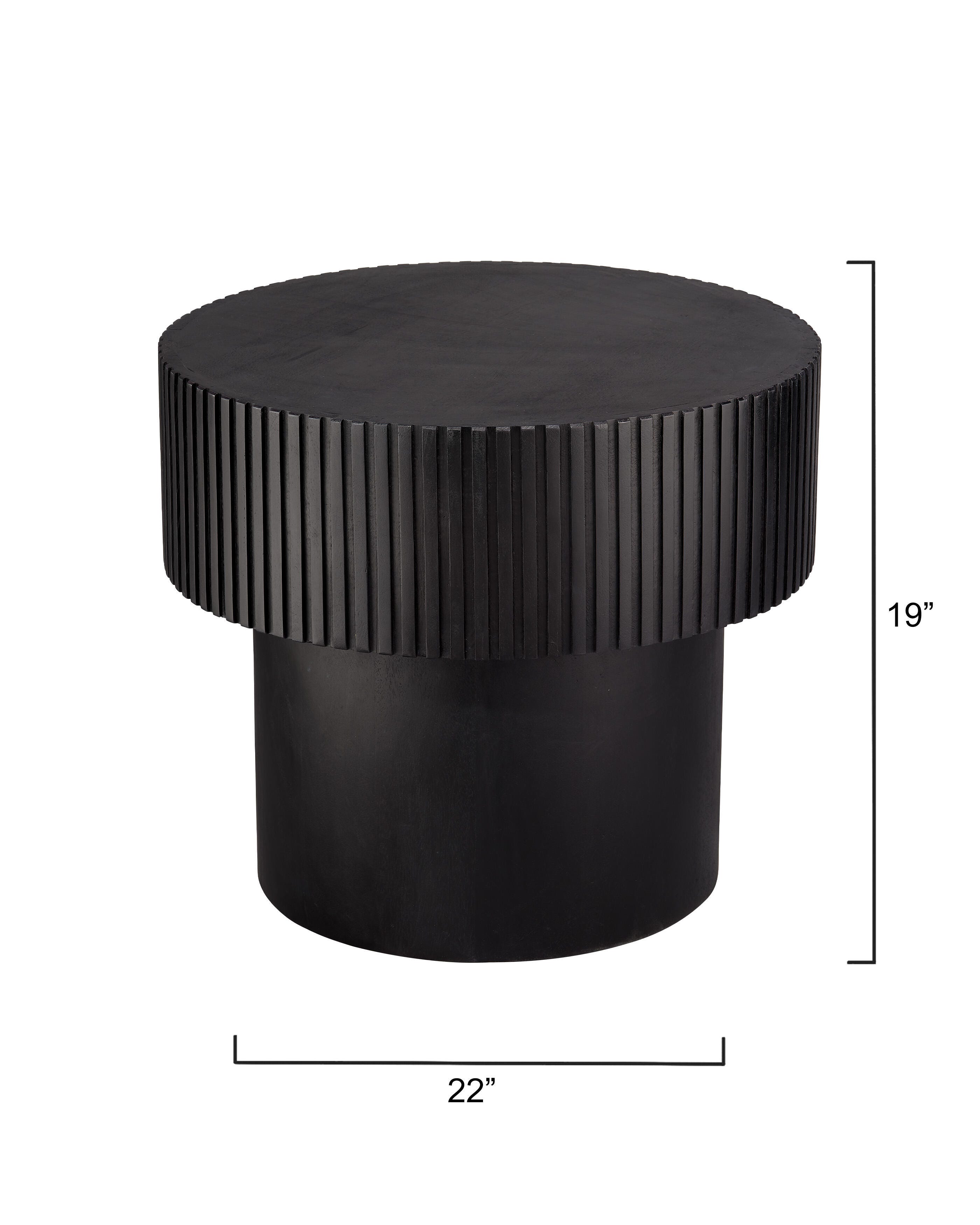 Relaxed Elegance Thorndale Round Wood Side Table, Black, large