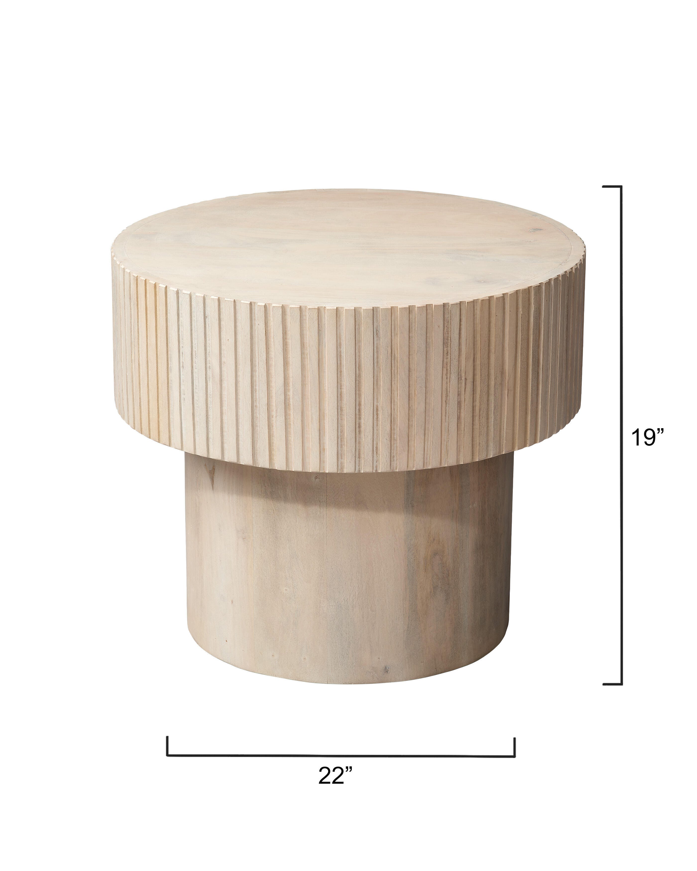 Relaxed Elegance Thorndale Round Wood Side Table, Bleach White, large