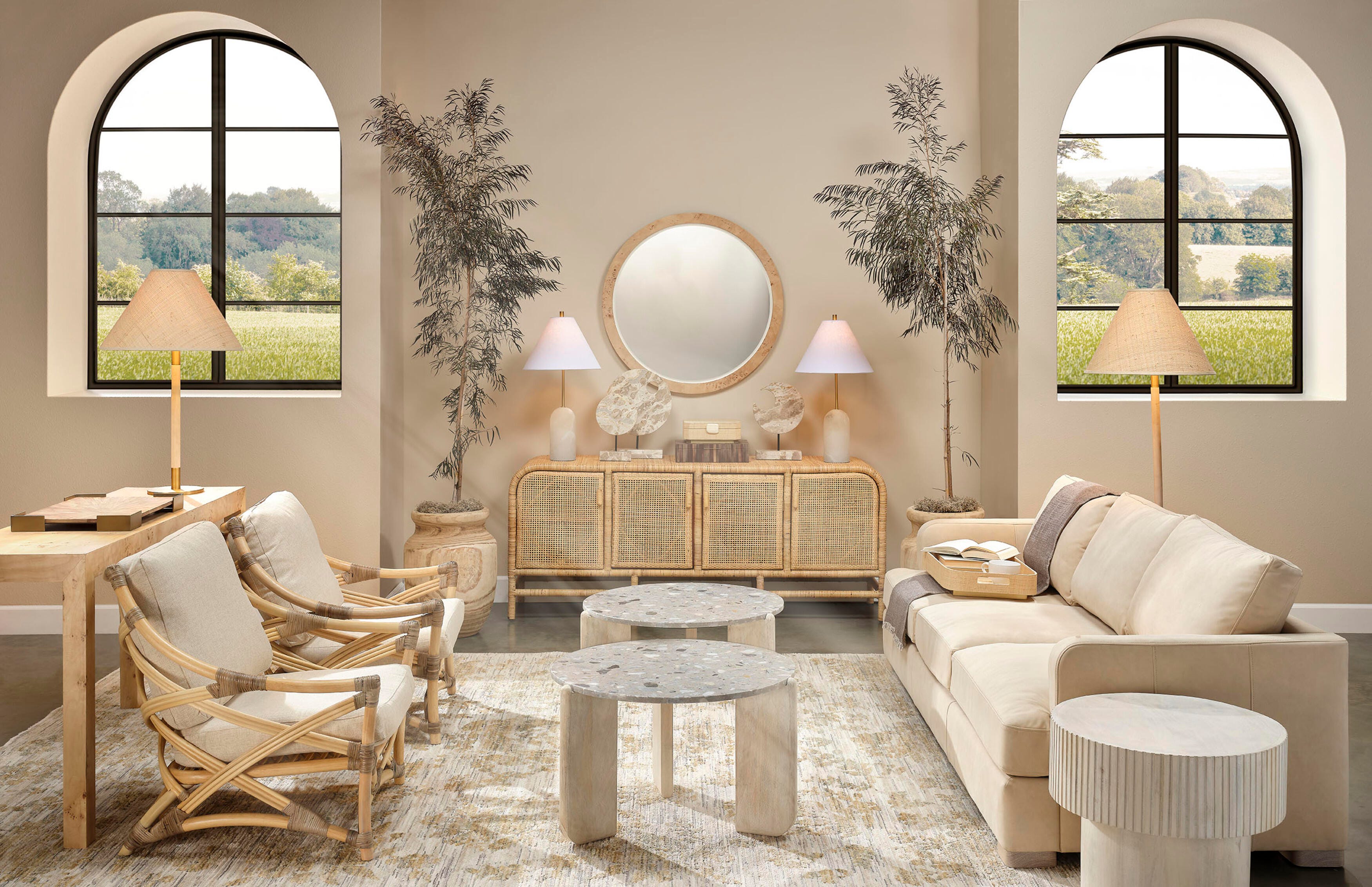 Relaxed Elegance Thorndale Round Wood Side Table, Bleach White, large