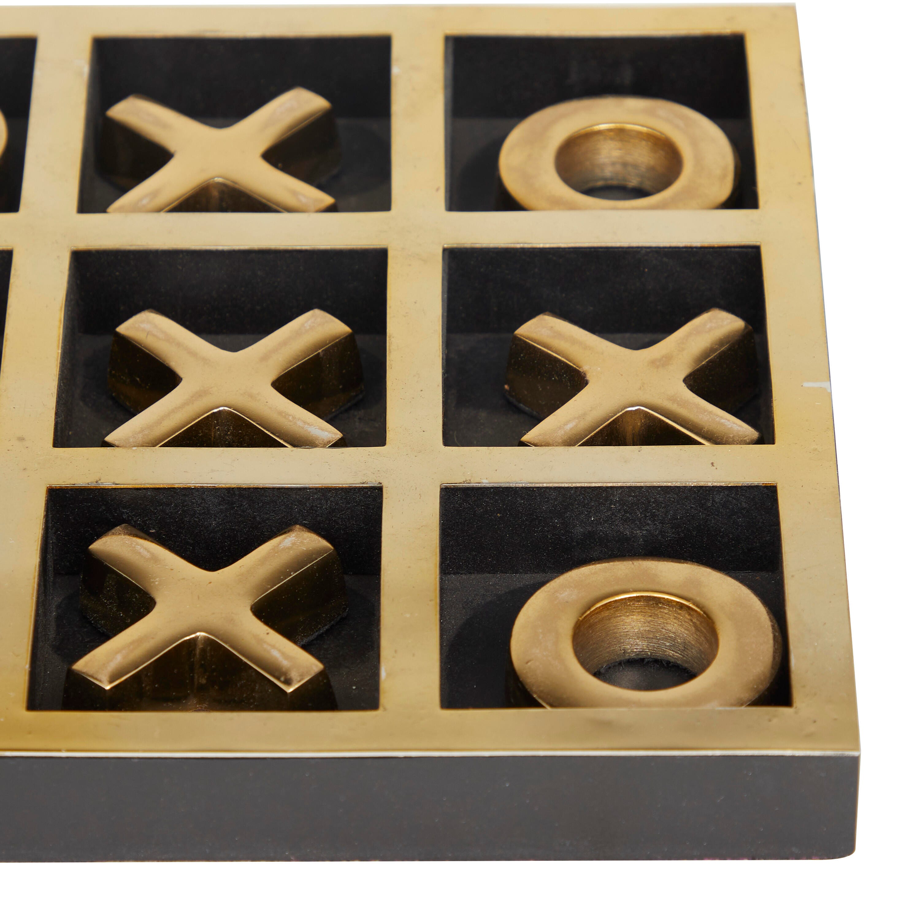 Bayberry Lane Tic Tac Toe Game Set with Inlay, Gold, large