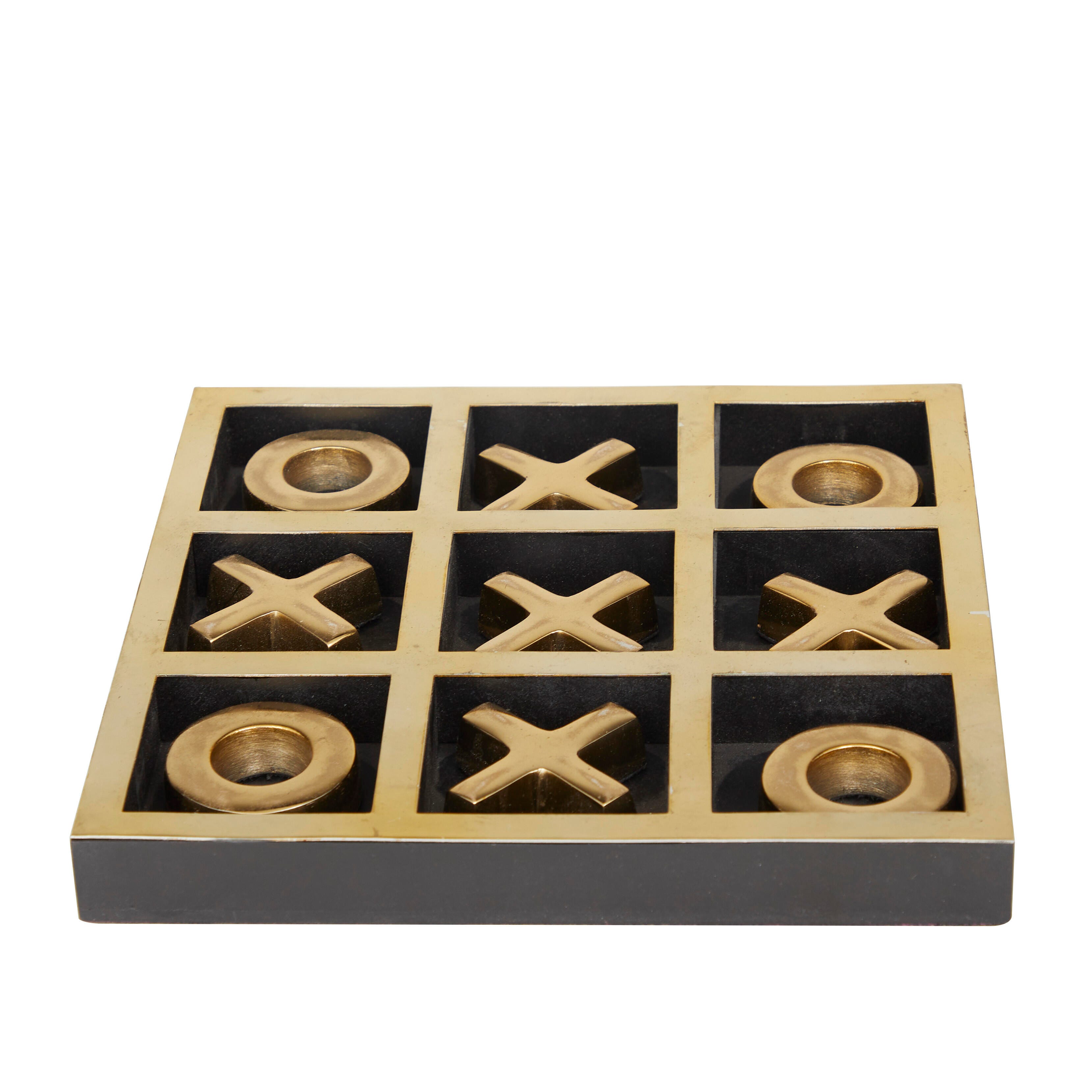 Bayberry Lane Tic Tac Toe Game Set with Inlay, Gold, large