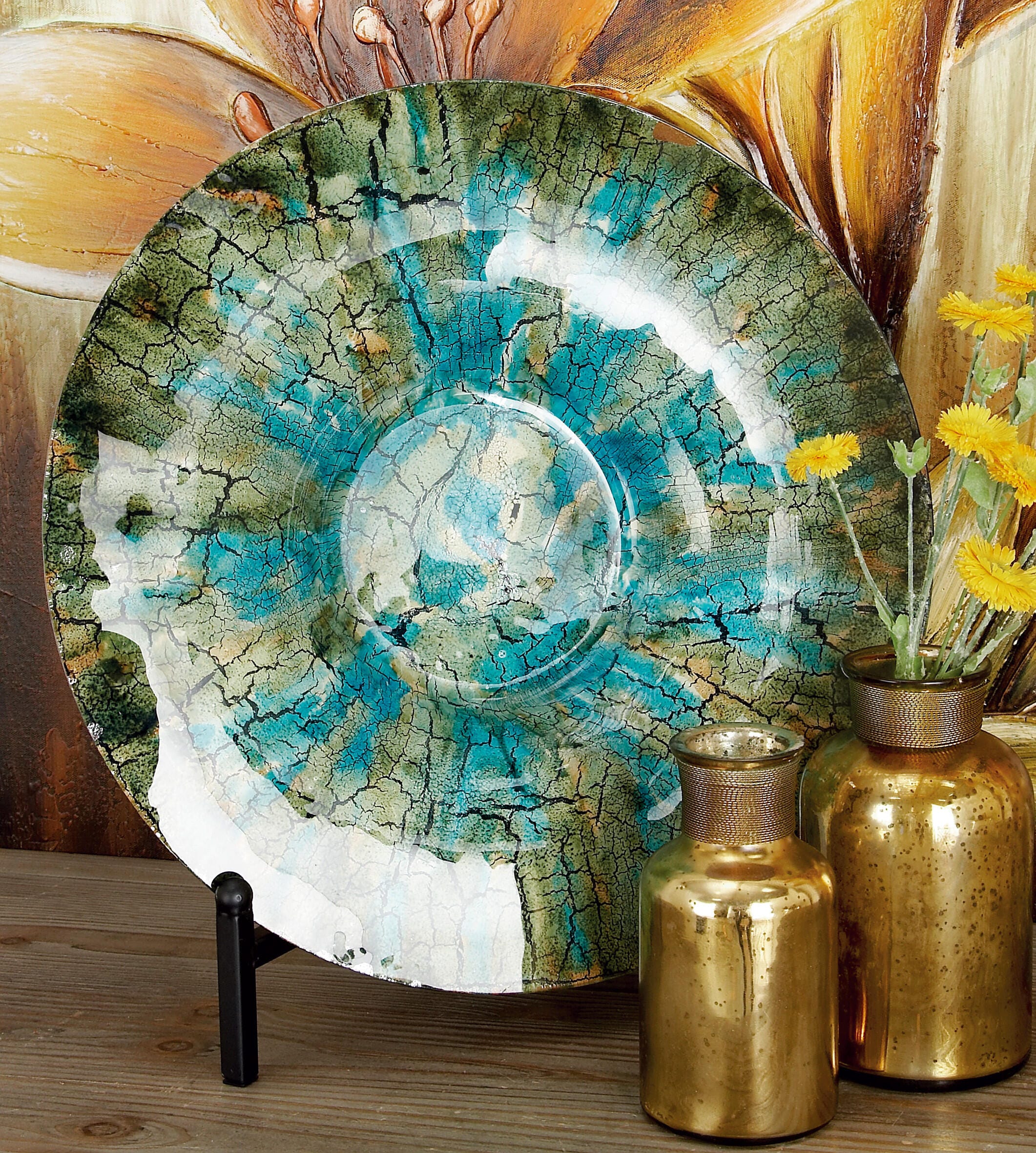 Bayberry Lane Geometric Mosaic Inspired Charger with Stand, , rollover