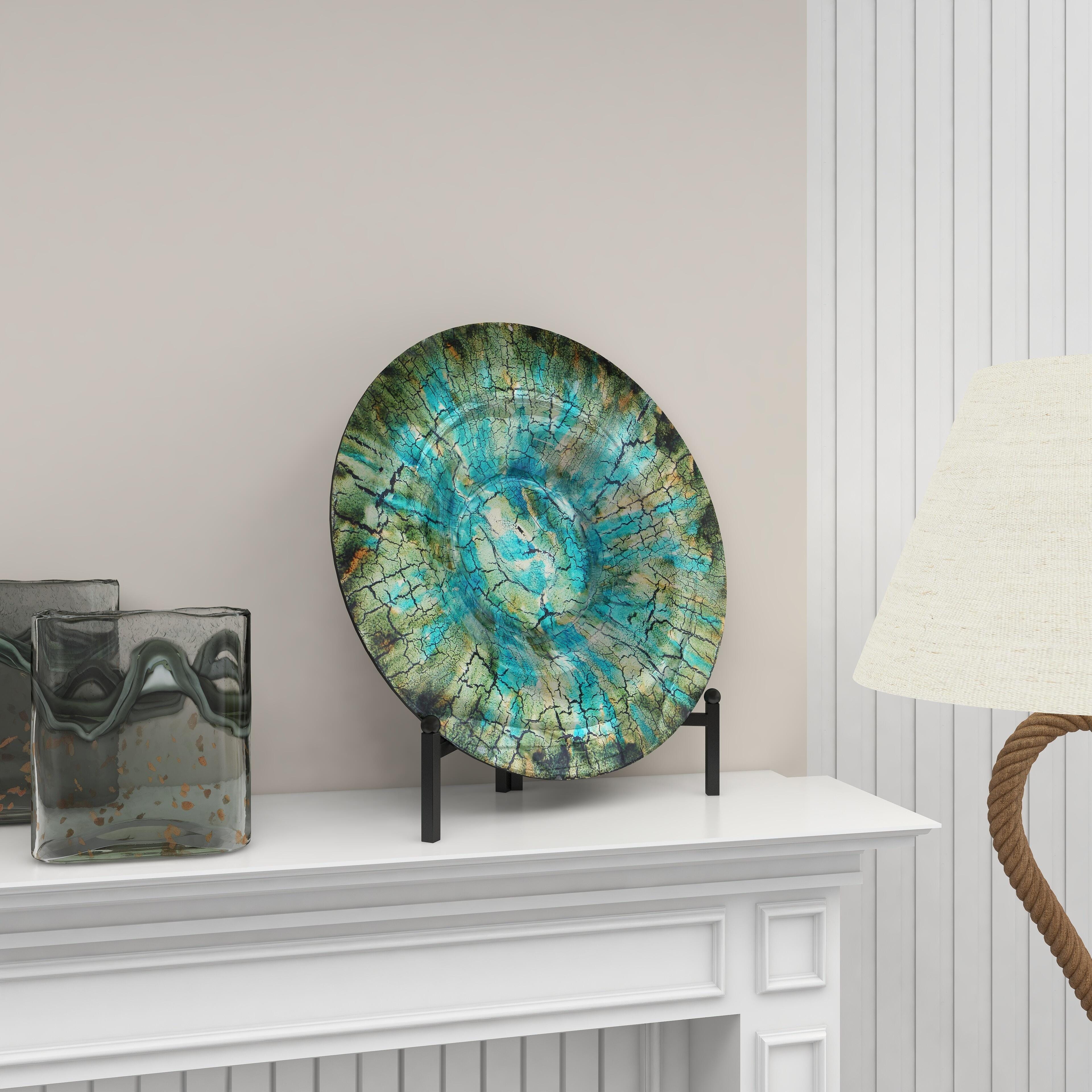 Bayberry Lane Geometric Mosaic Inspired Charger with Stand, , large