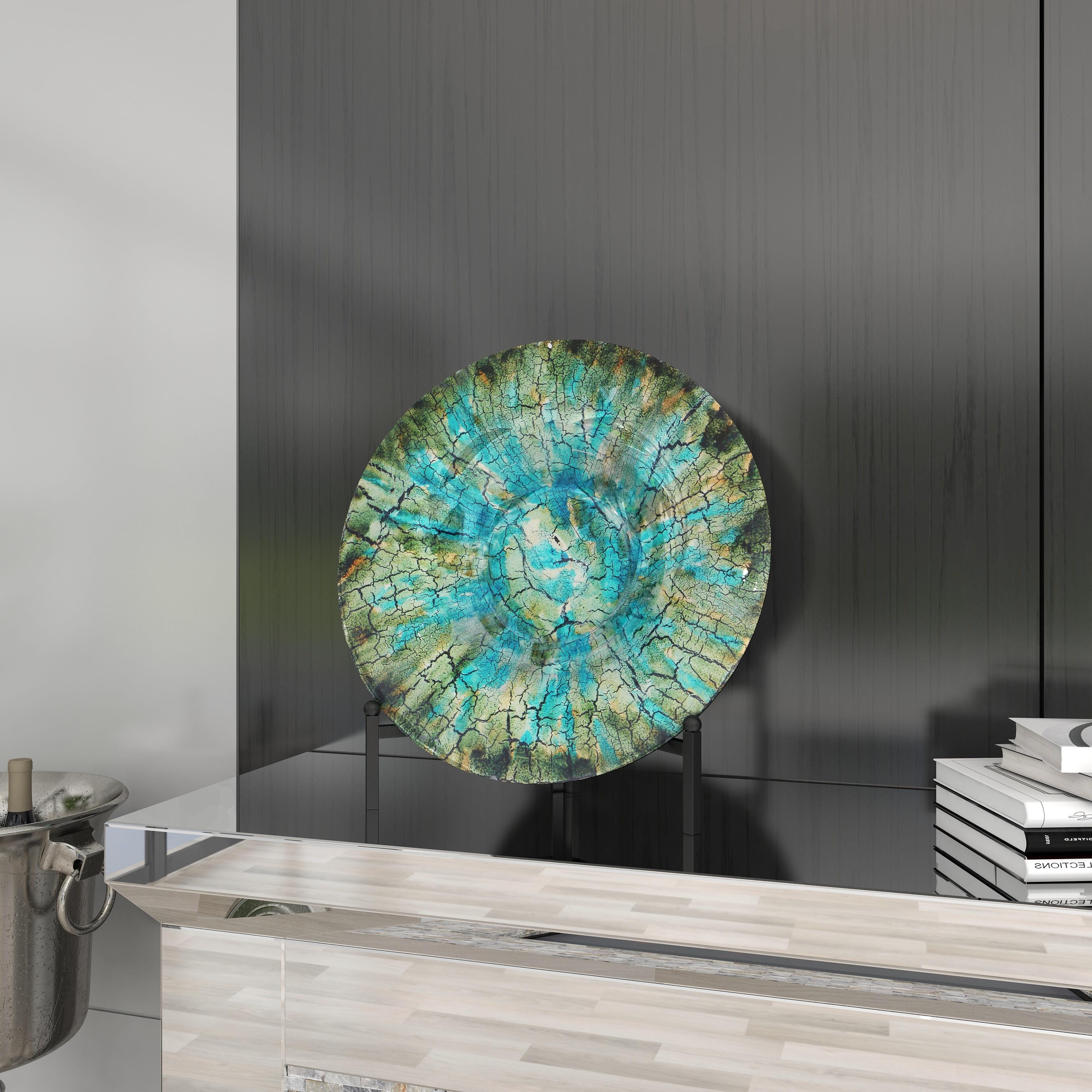 Bayberry Lane Geometric Mosaic Inspired Charger with Stand, , large