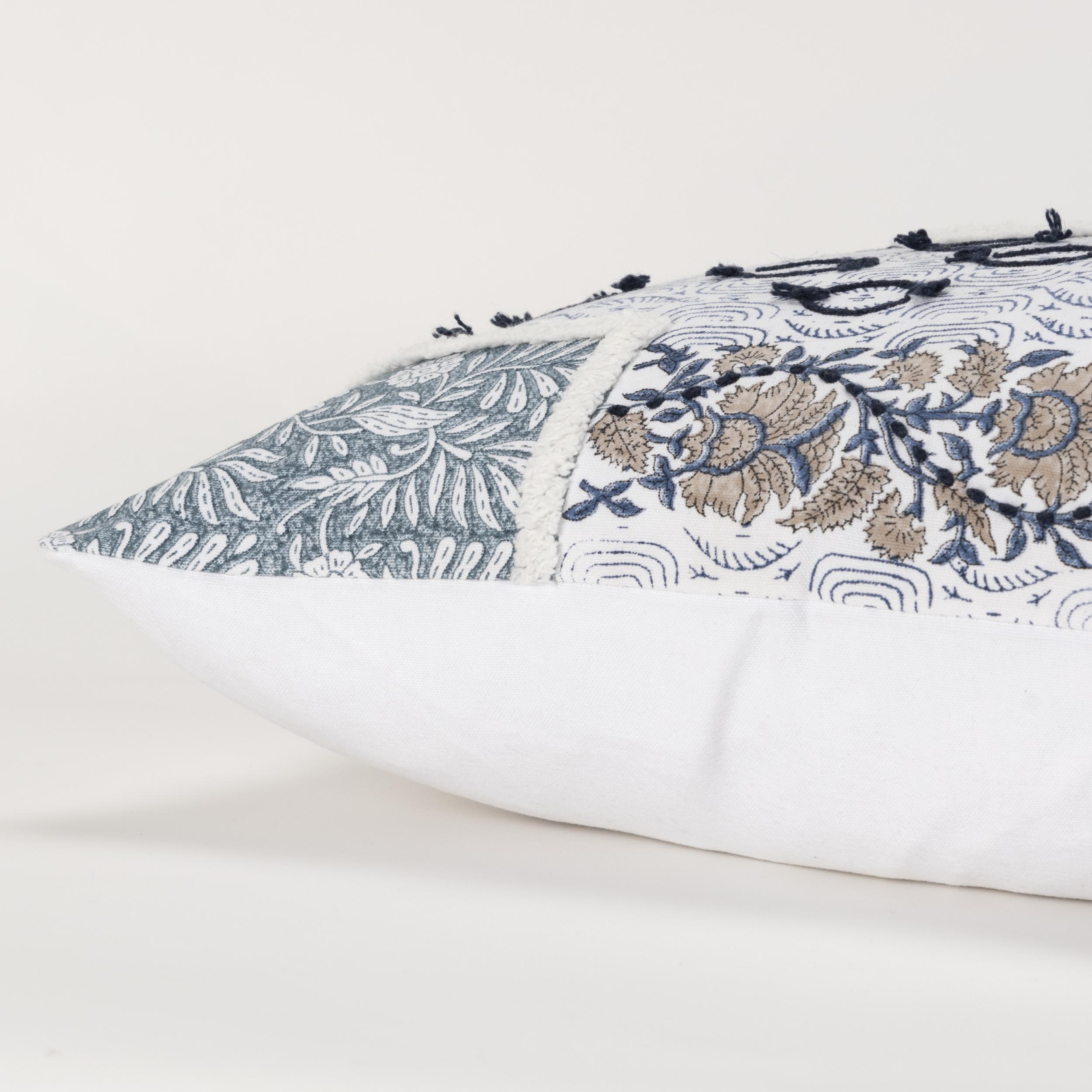 Rizzy Home Block Print Collection Square Decorative Throw Pillow, , large