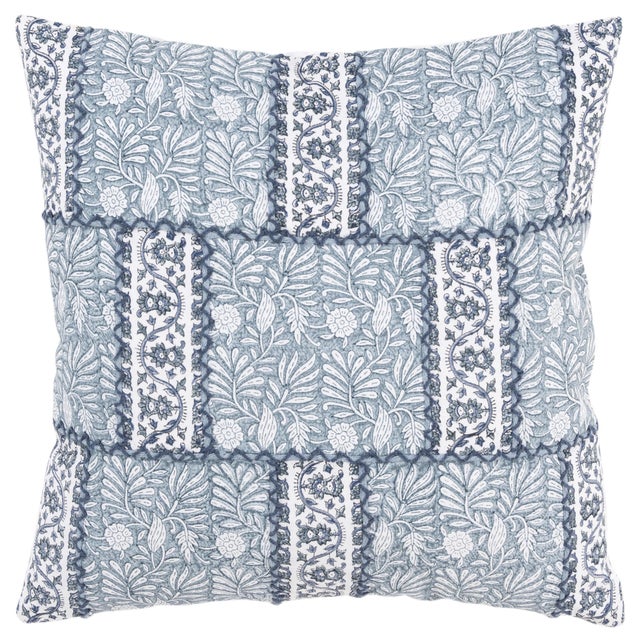 Rizzy Home Block Print Collection Square Botanical Decorative Throw Pillow