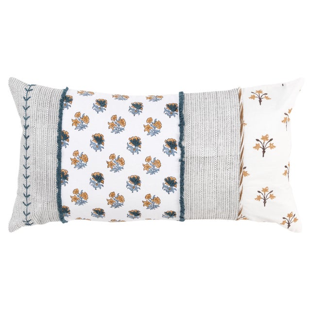 Rizzy Home Block Print Collection Floral Decorative Throw Pillow