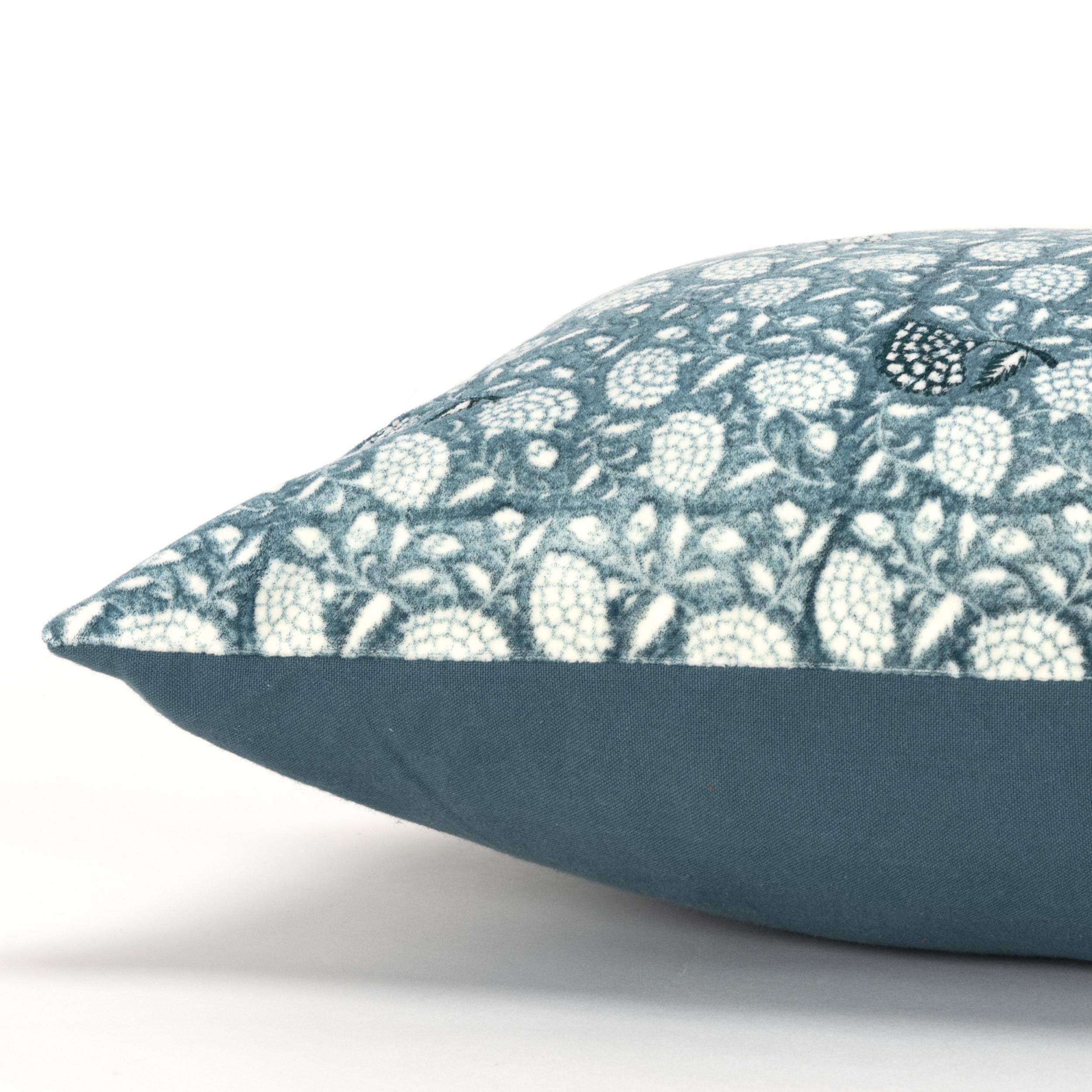 Rizzy Home Block Print Collection Botanical Decorative Throw Pillow, Teal, large