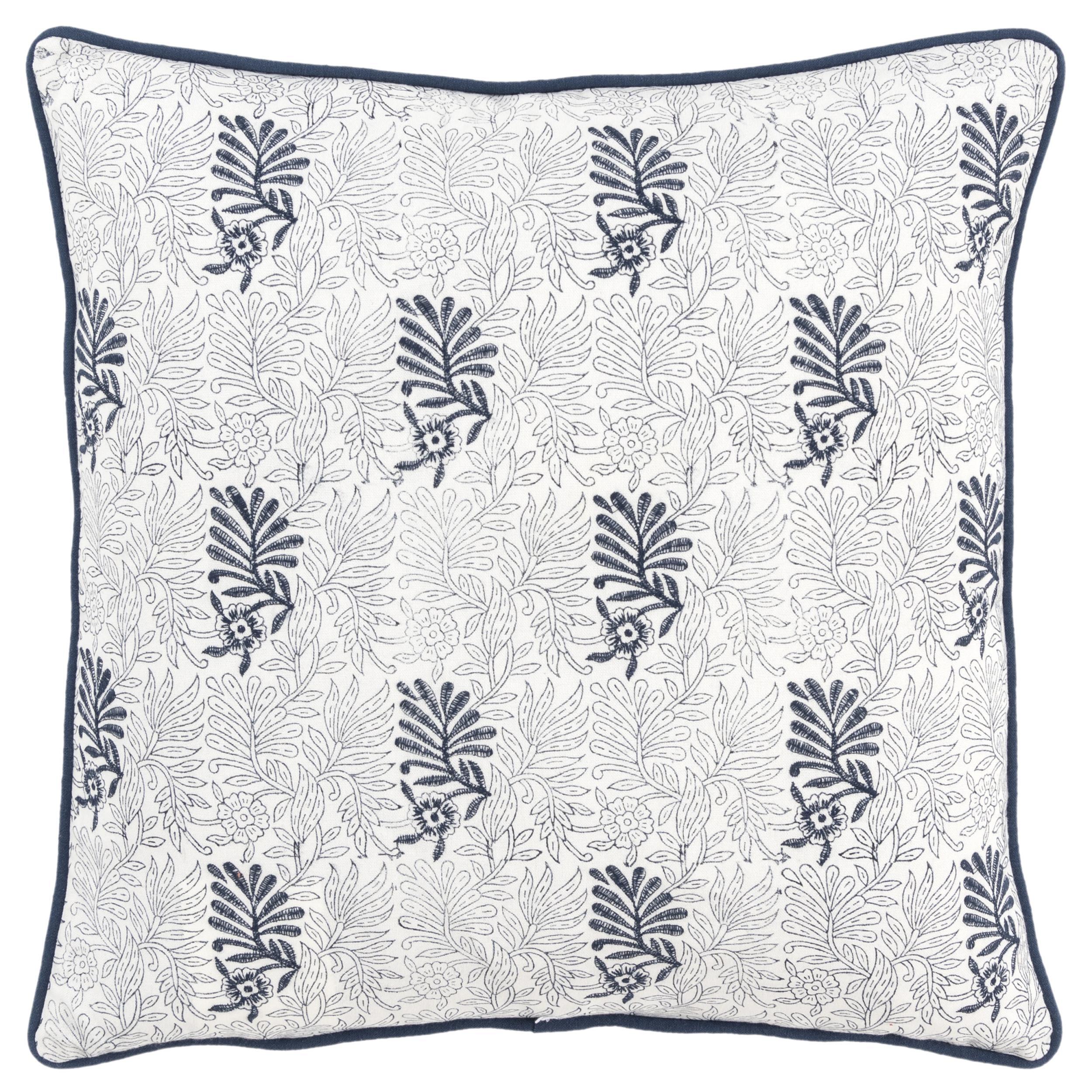 Rizzy Home Block Print Collection Decorative Throw Pillow, Dark Blue, large