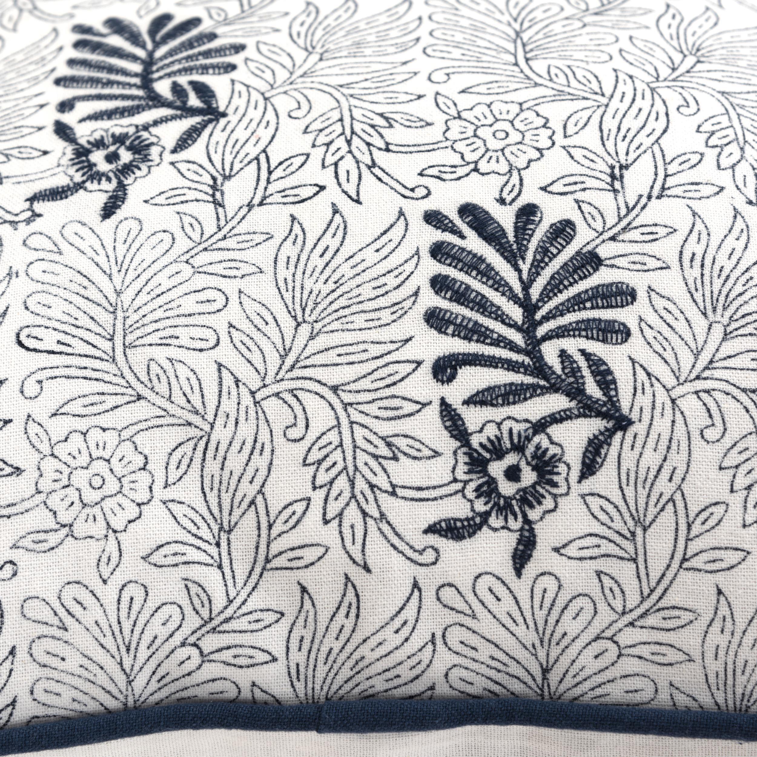 Rizzy Home Block Print Collection Decorative Throw Pillow, Dark Blue, large